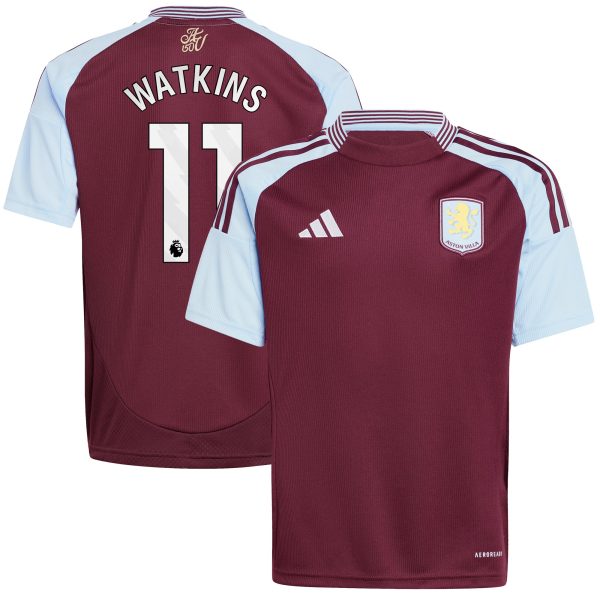 aston villa adidas home shirt 2024-25 – kids with watkins 11 printing Collection | Official Aston Villa FC Gear Online