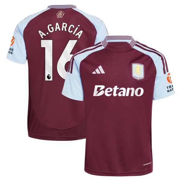 aston villa adidas home shirt 2024-25 with a.garcía 16 printing Collection | Official Aston Villa FC Gear Online