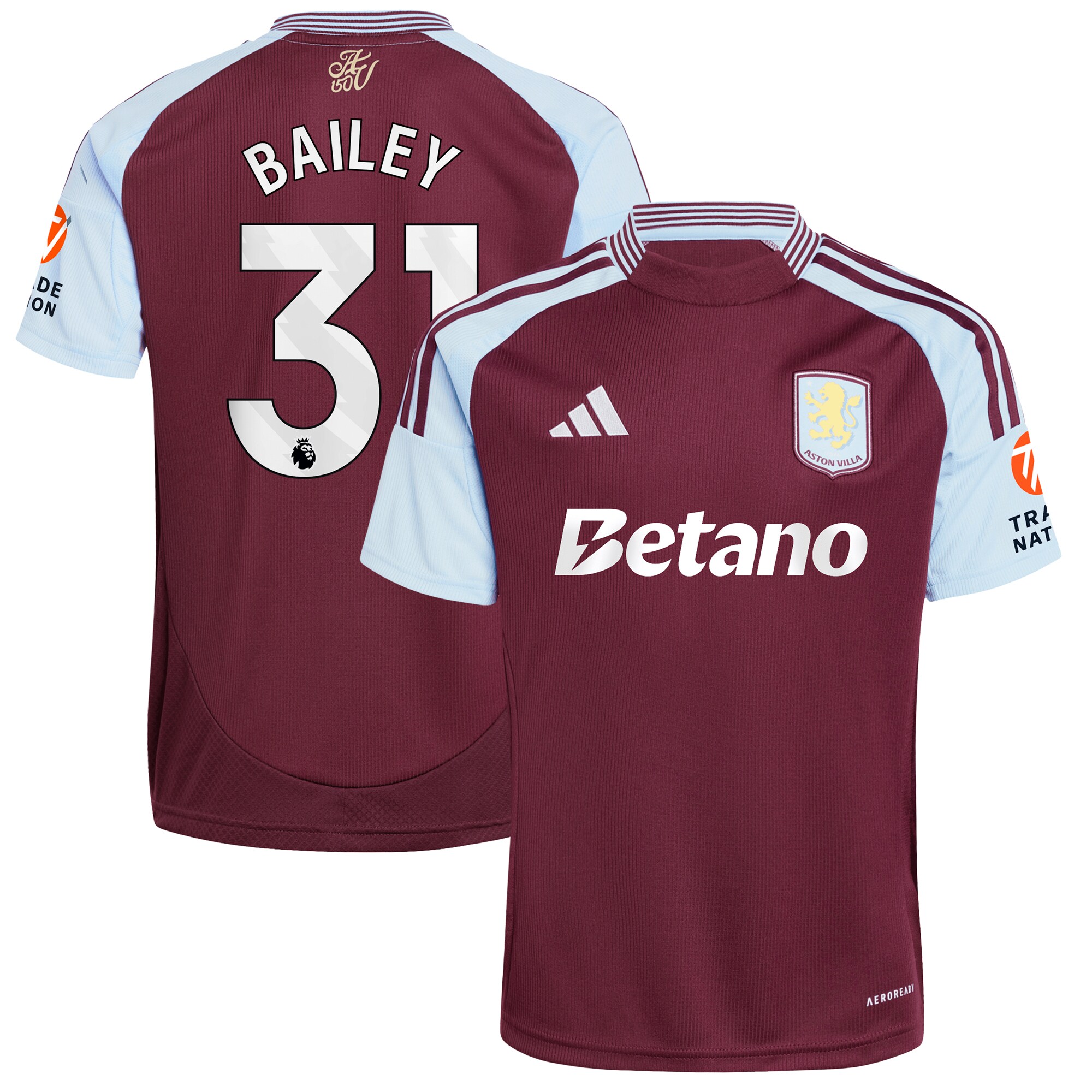aston villa adidas home shirt 2024-25 with bailey 31 printing Collection | Official Aston Villa FC Gear Online