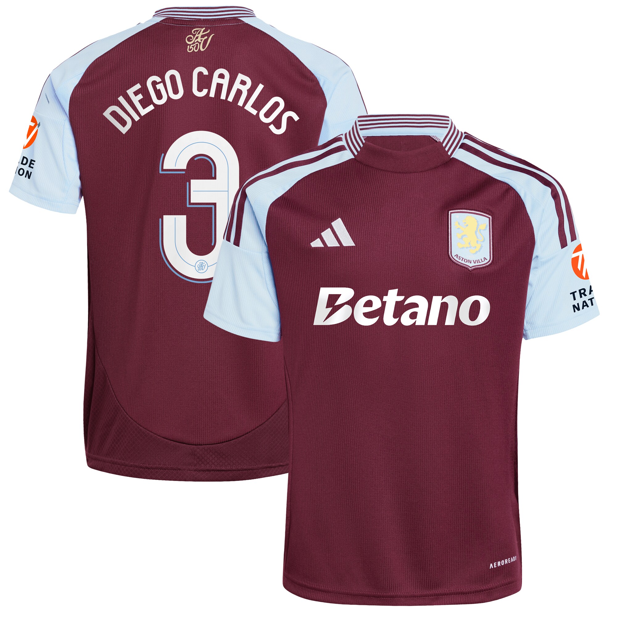 aston villa adidas home shirt 2024-25 with diego carlos 3 cup printing Collection | Official Aston Villa FC Gear Online