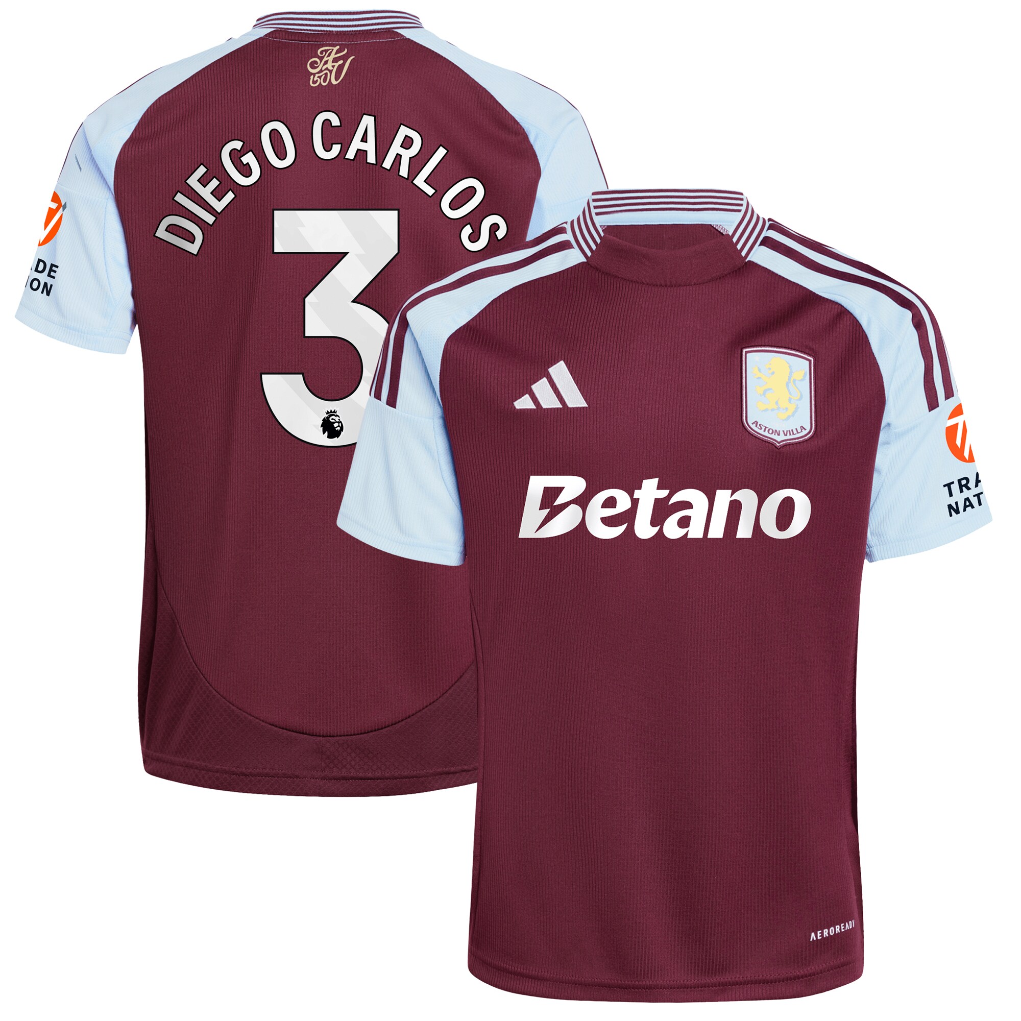 aston villa adidas home shirt 2024-25 with diego carlos 3 printing Collection | Official Aston Villa FC Gear Online