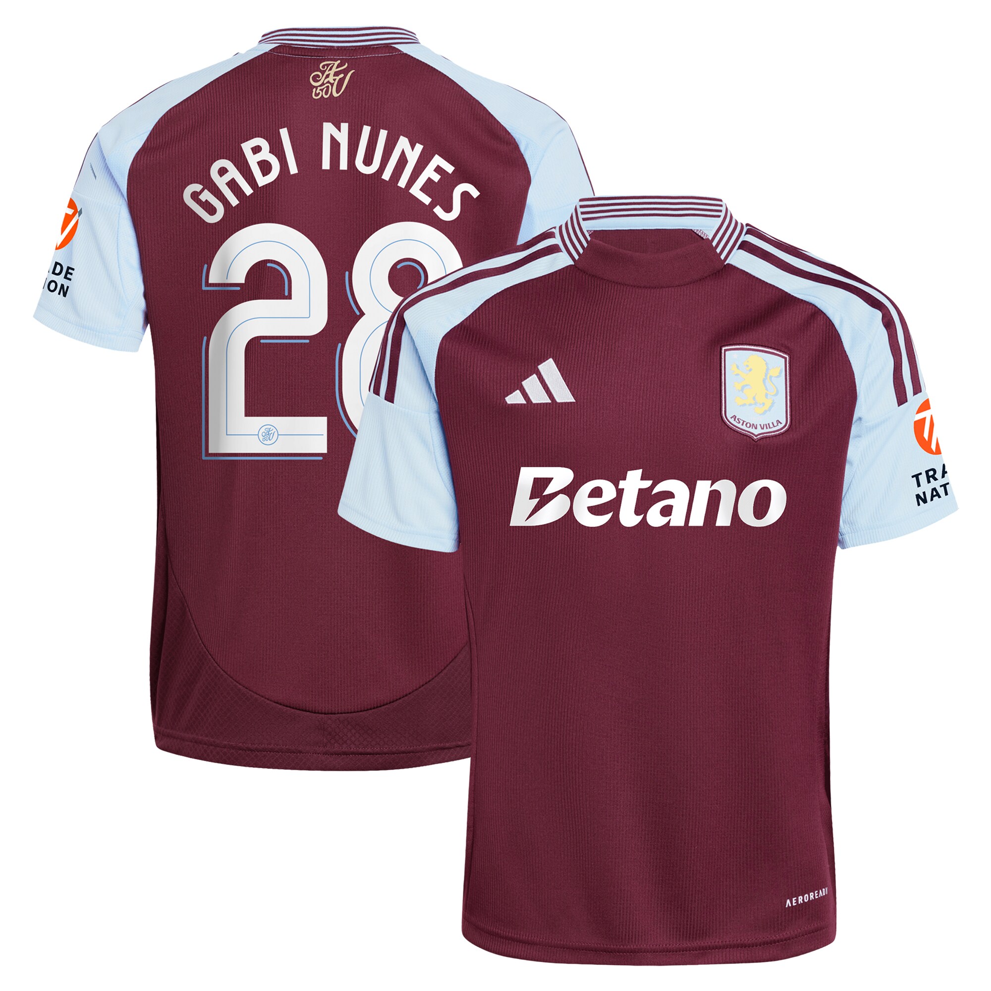 aston villa adidas home shirt 2024-25 with gabi nunes 28 cup printing Collection | Official Aston Villa FC Gear Online