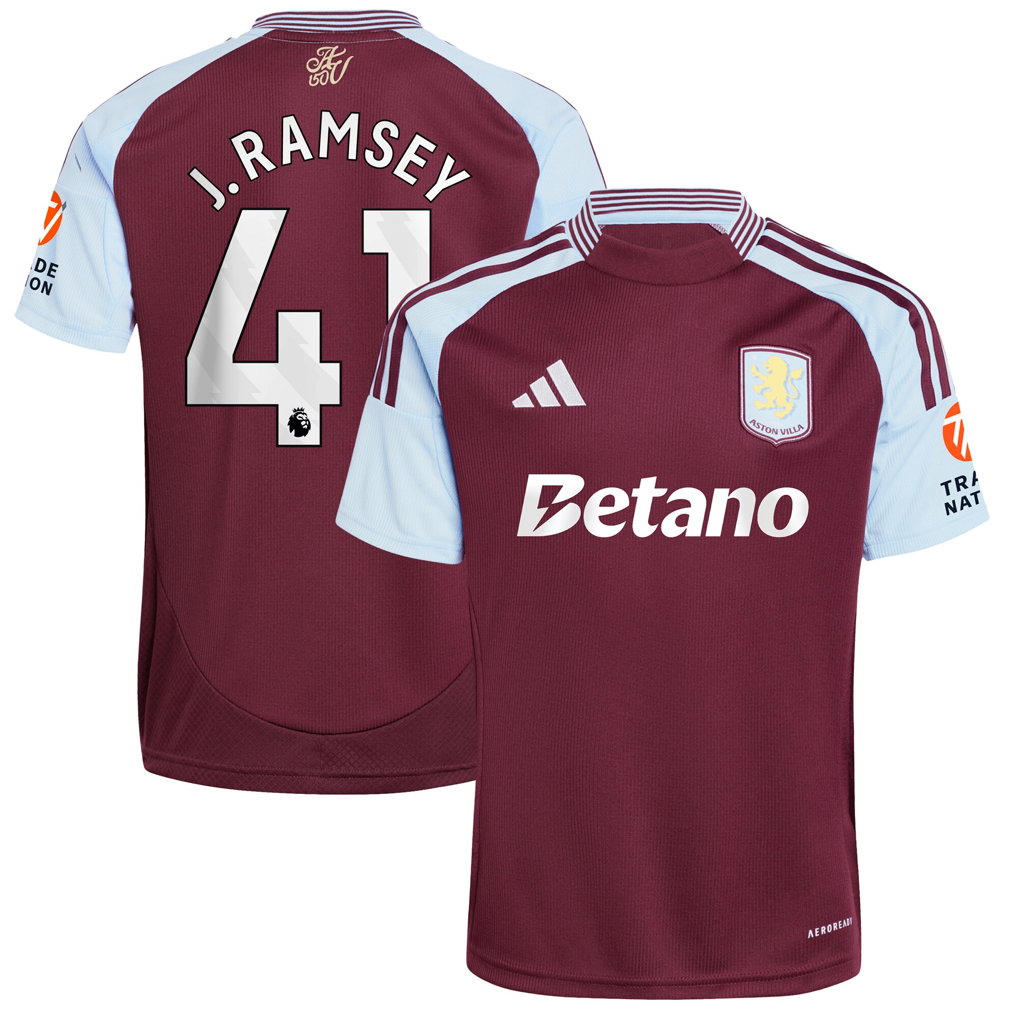 aston villa adidas home shirt 2024-25 with j. ramsey 41 printing Collection | Official Aston Villa FC Gear Online