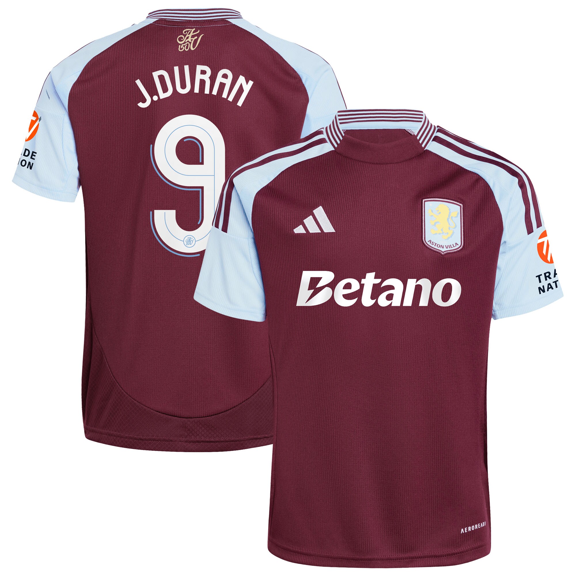 aston villa adidas home shirt 2024-25 with j.duran 9 cup printing Collection | Official Aston Villa FC Gear Online