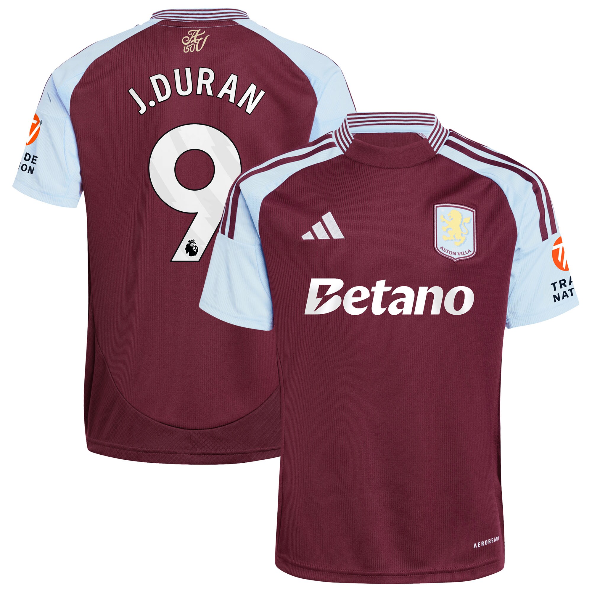 aston villa adidas home shirt 2024-25 with j.duran 9 printing Collection | Official Aston Villa FC Gear Online