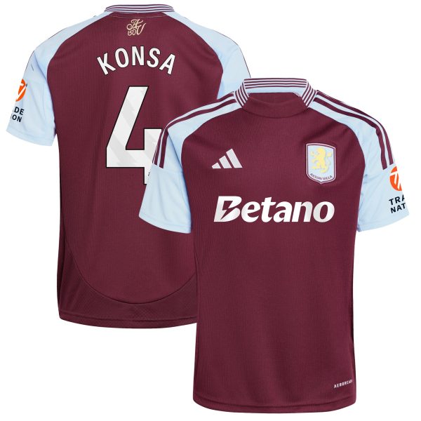 aston villa adidas home shirt 2024-25 with konsa 4 printing Collection | Official Aston Villa FC Gear Online