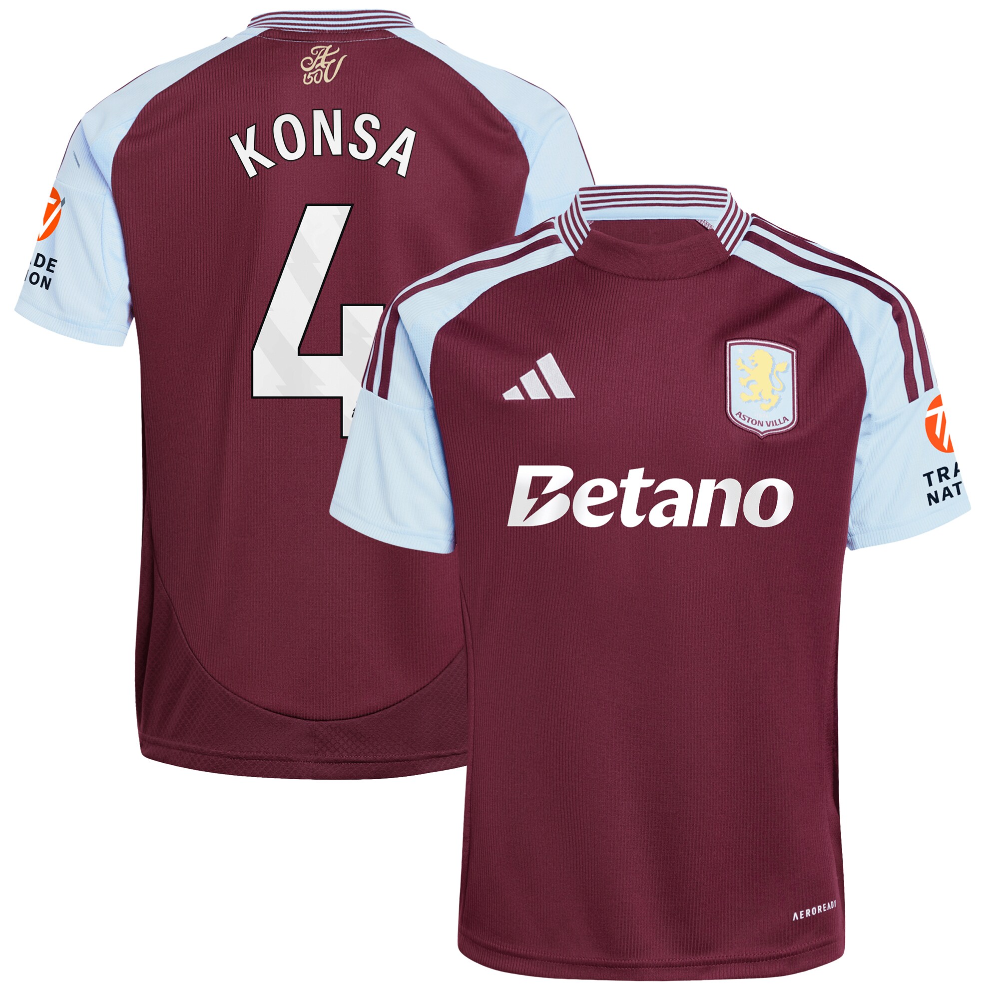 aston villa adidas home shirt 2024-25 with konsa 4 printing Collection | Official Aston Villa FC Gear Online