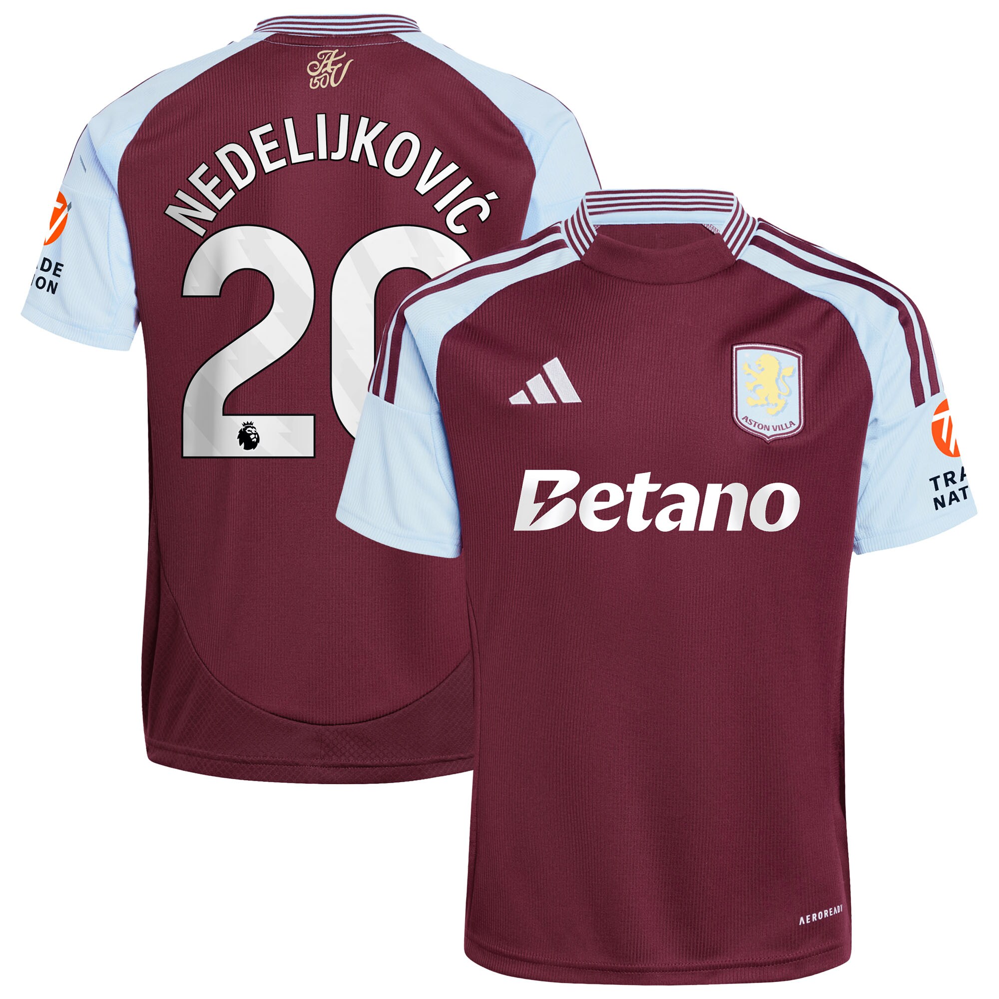 aston villa adidas home shirt 2024-25 with nedeljković 20 printing Collection | Official Aston Villa FC Gear Online