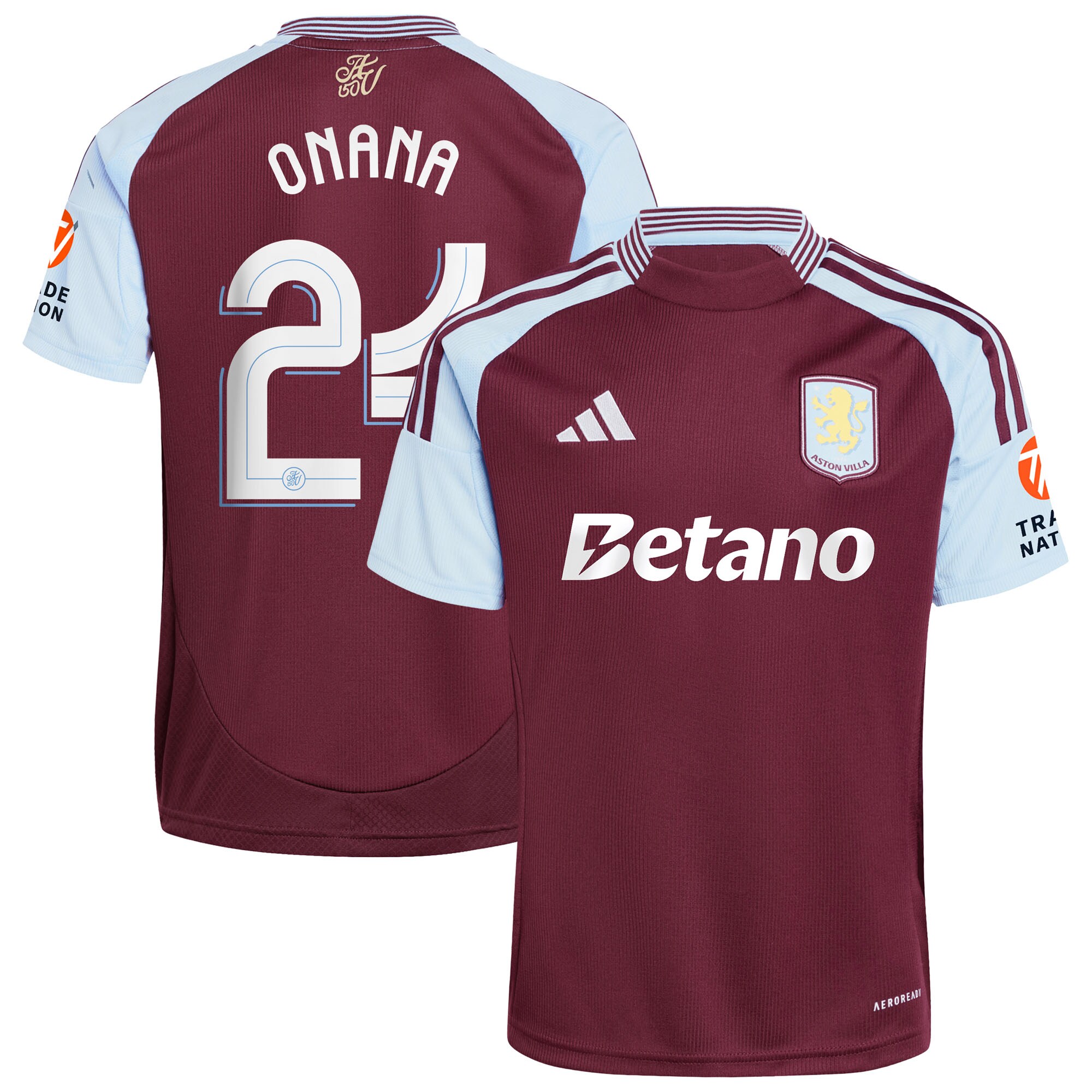 aston villa adidas home shirt 2024-25 with onana 24 cup printing Collection | Official Aston Villa FC Gear Online