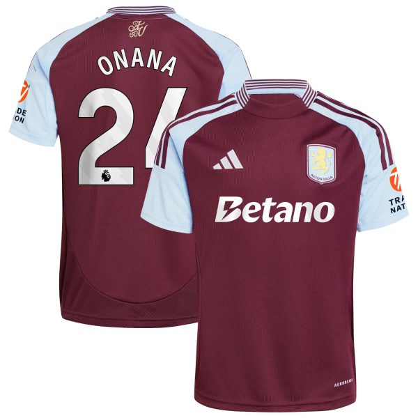 aston villa adidas home shirt 2024-25 with onana 24 printing Collection | Official Aston Villa FC Gear Online