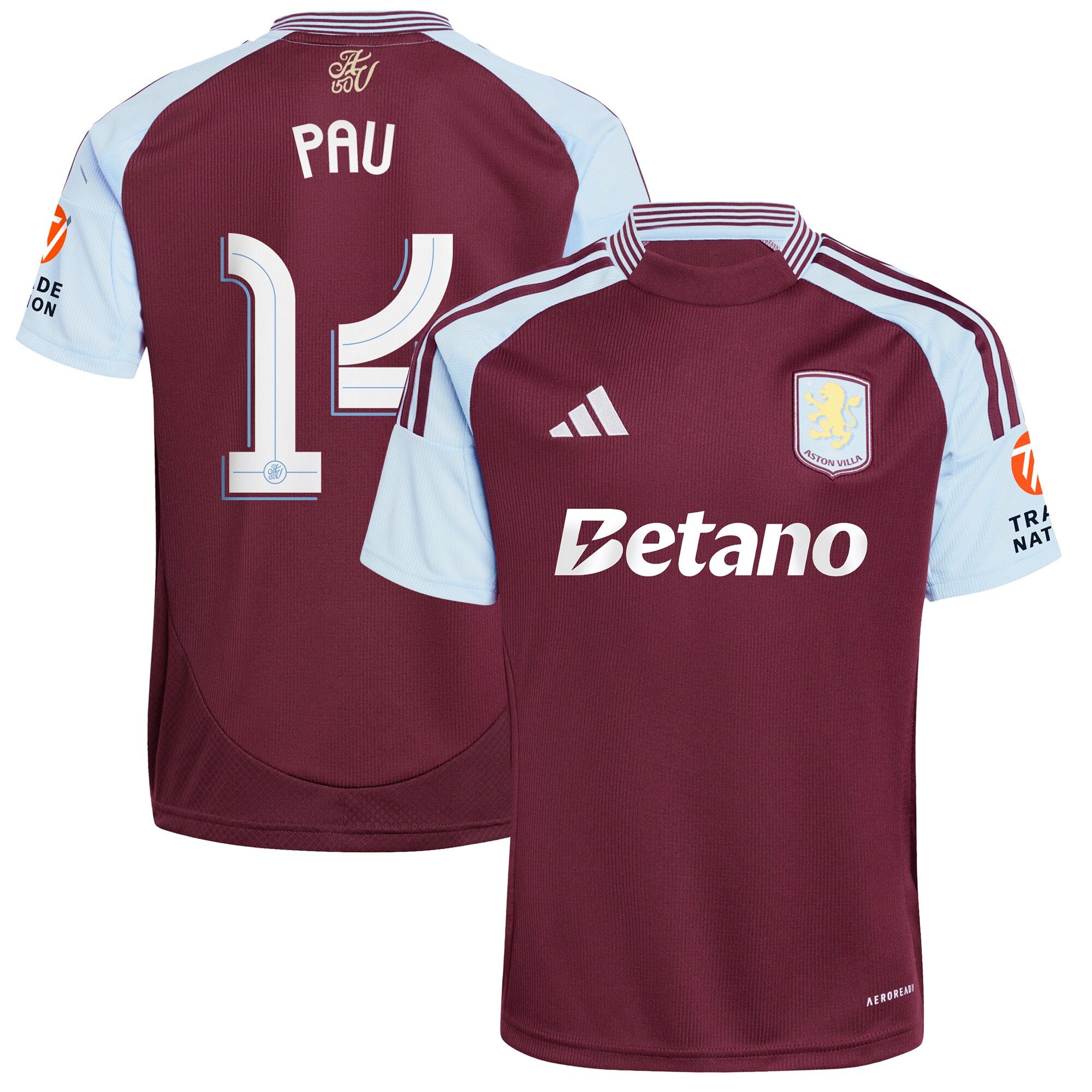 aston villa adidas home shirt 2024-25 with pau 14 cup printing Collection | Official Aston Villa FC Gear Online