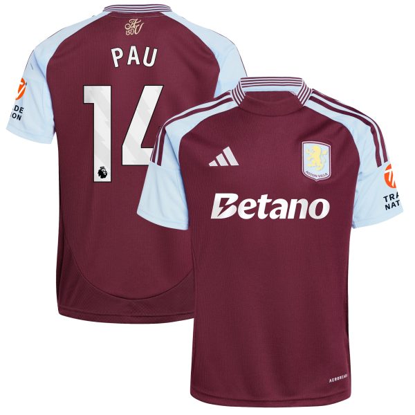 aston villa adidas home shirt 2024-25 with pau 14 printing Collection | Official Aston Villa FC Gear Online