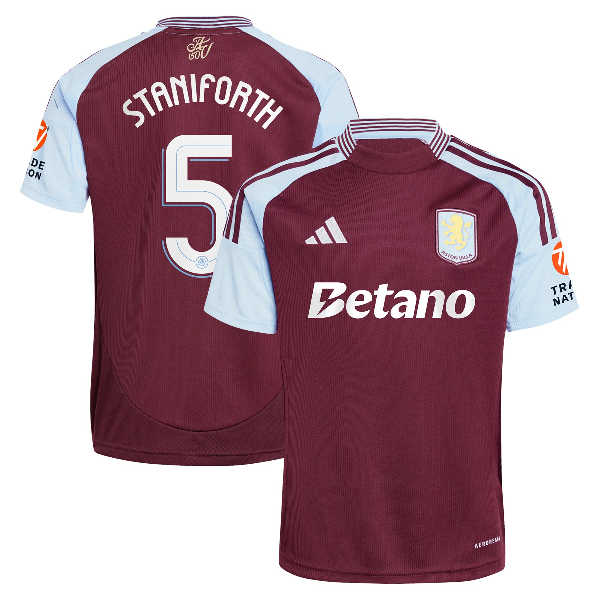 aston villa adidas home shirt 2024-25 with staniforth 5 cup printing Collection | Official Aston Villa FC Gear Online
