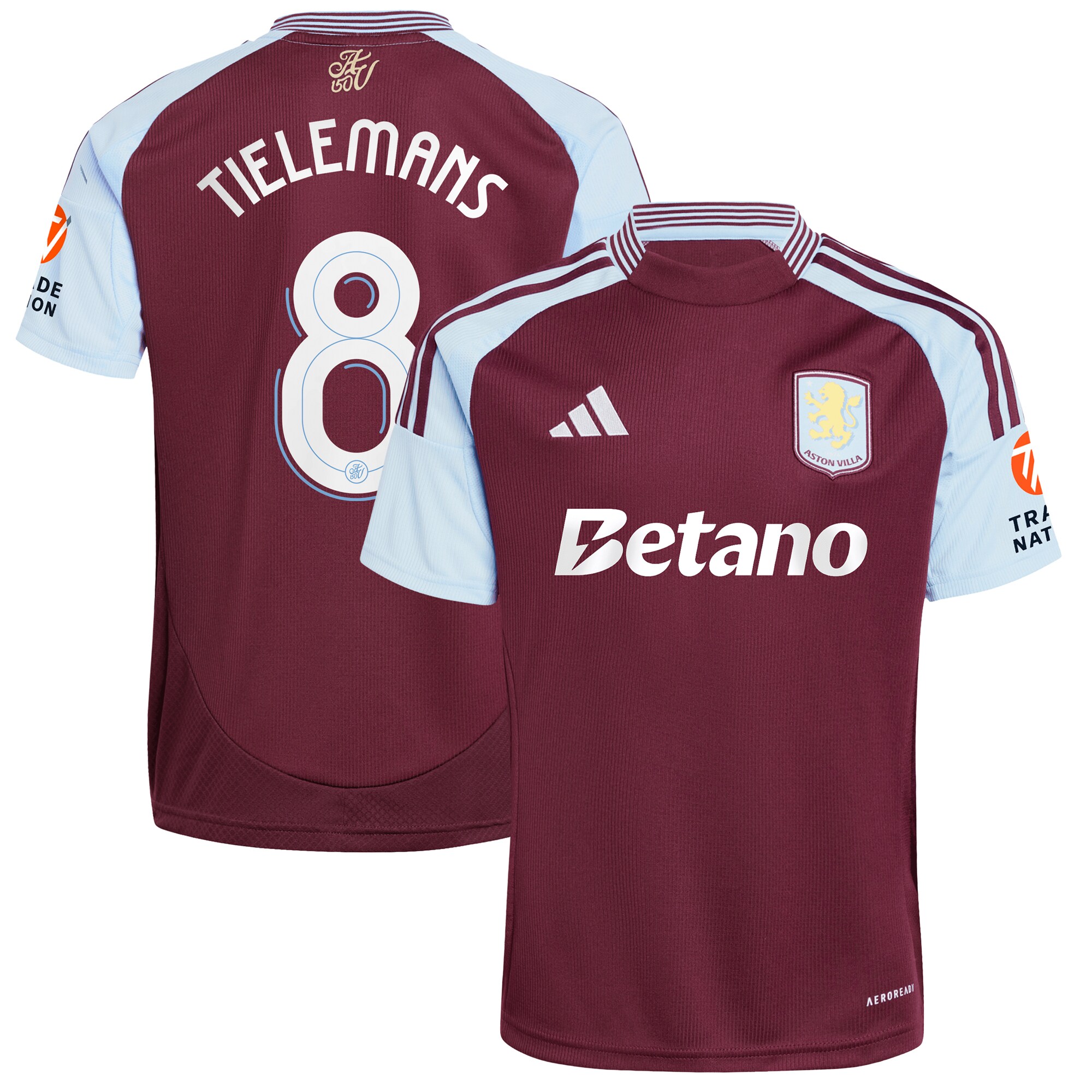 aston villa adidas home shirt 2024-25 with tielemans 8 cup printing Collection | Official Aston Villa FC Gear Online