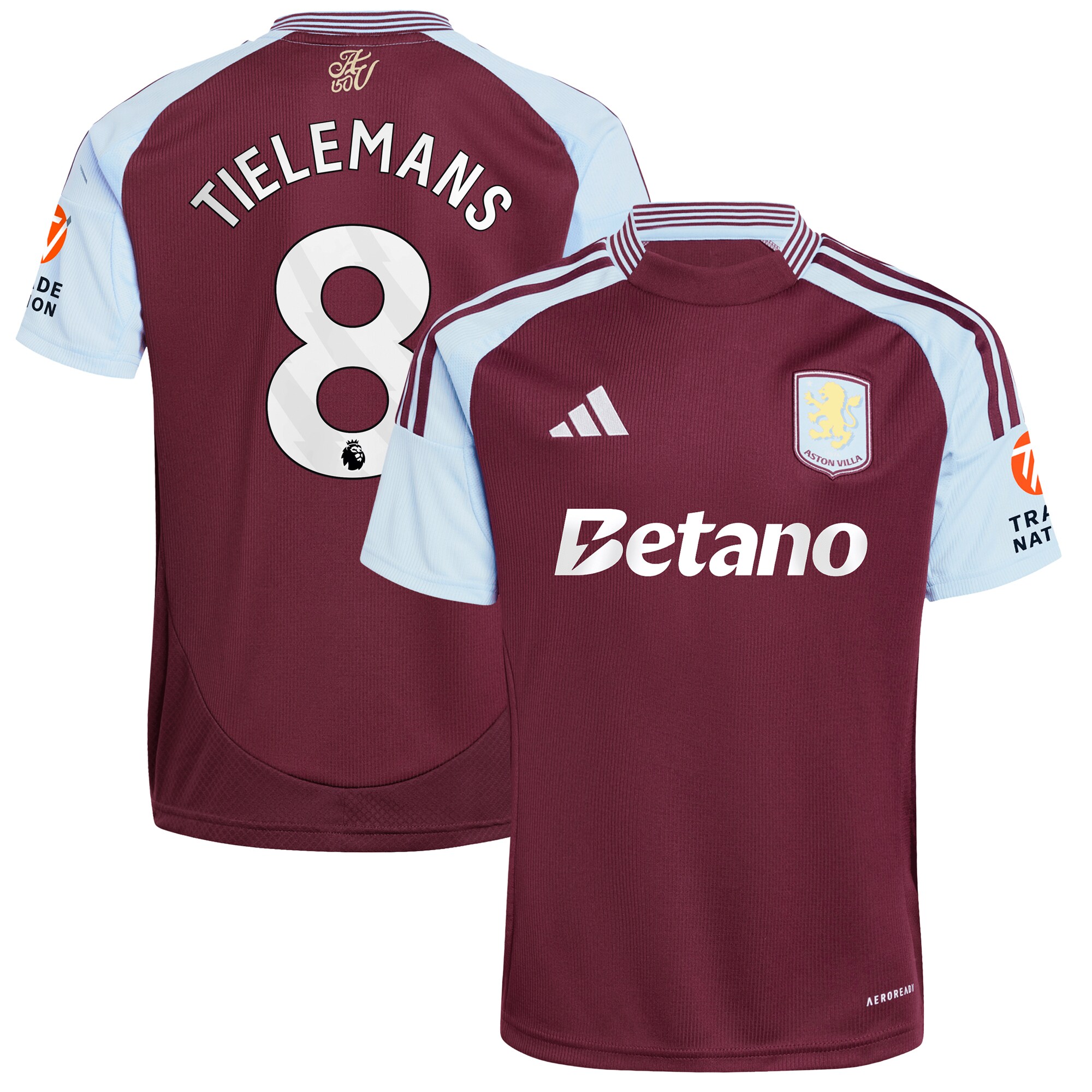 aston villa adidas home shirt 2024-25 with tielemans 8 printing Collection | Official Aston Villa FC Gear Online