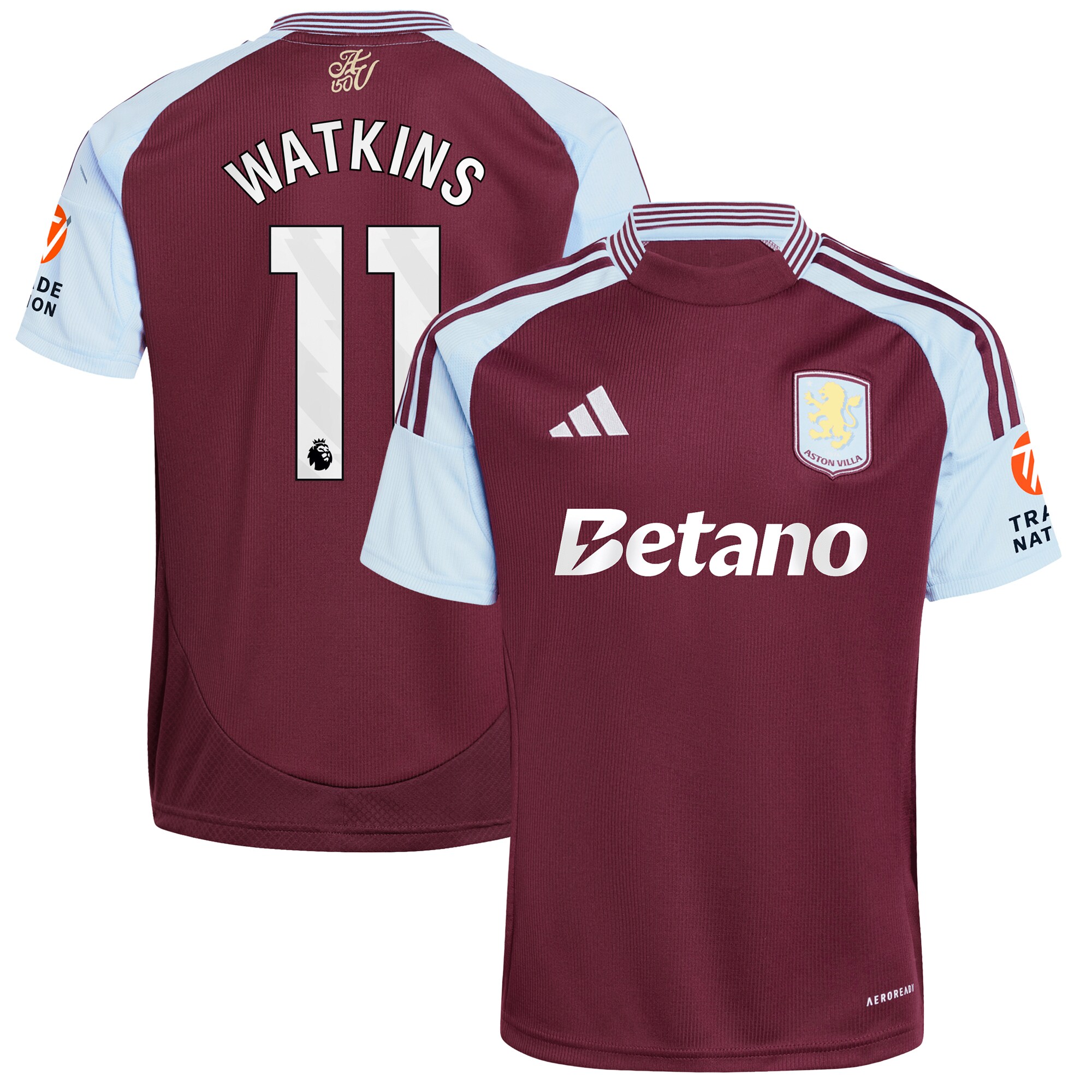 aston villa adidas home shirt 2024-25 with watkins 11 printing Collection | Official Aston Villa FC Gear Online