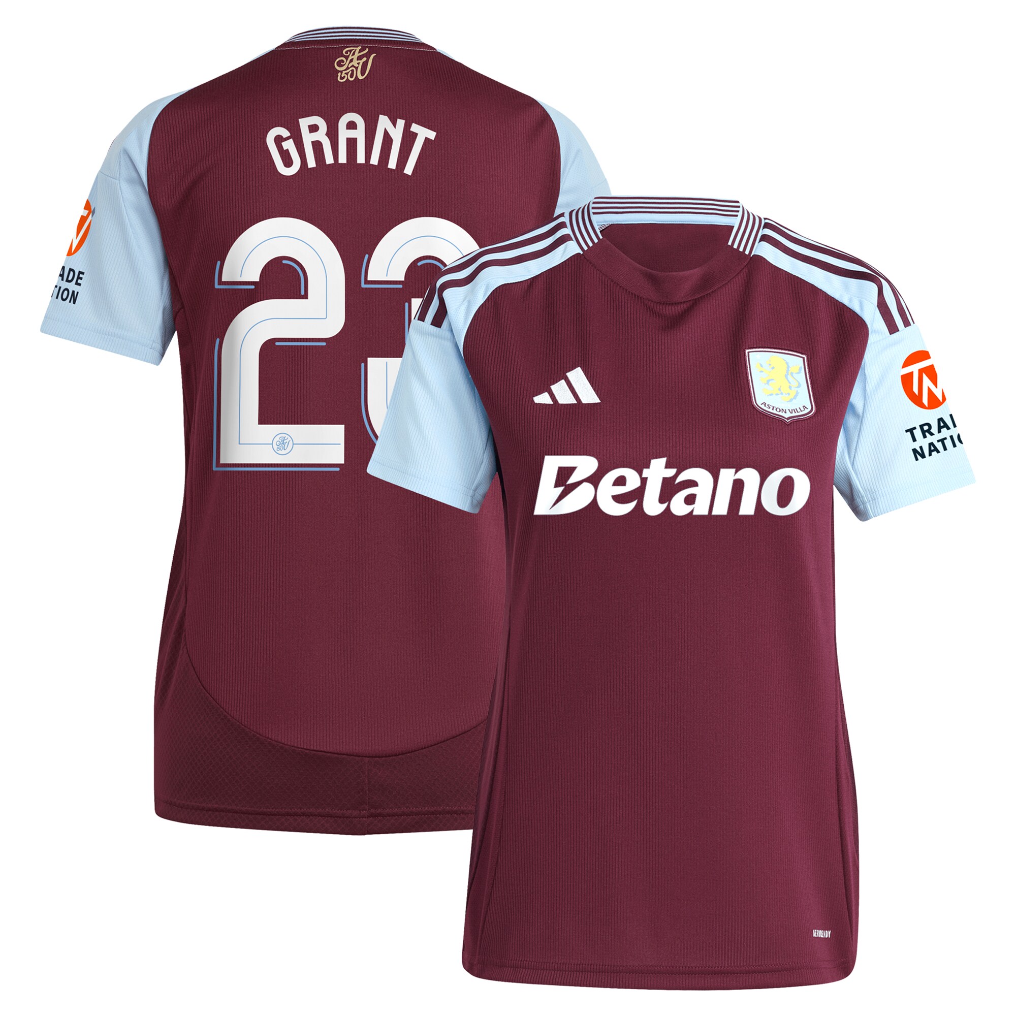 aston villa adidas home shirt 2024-25 – womens with grant 23 cup printing Collection | Official Aston Villa FC Gear Online