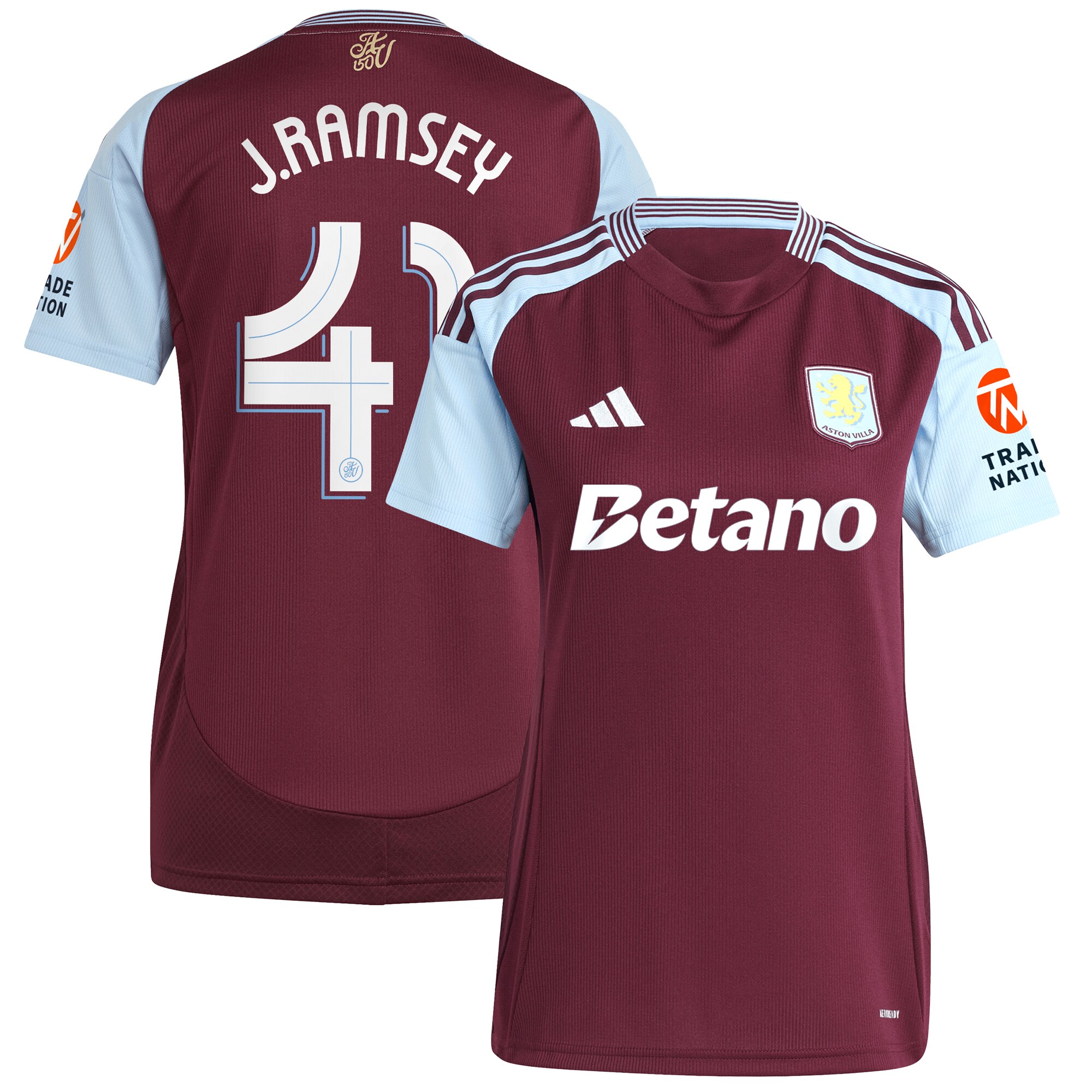aston villa adidas home shirt 2024-25 – womens with j. ramsey 41 cup printing Collection | Official Aston Villa FC Gear Online