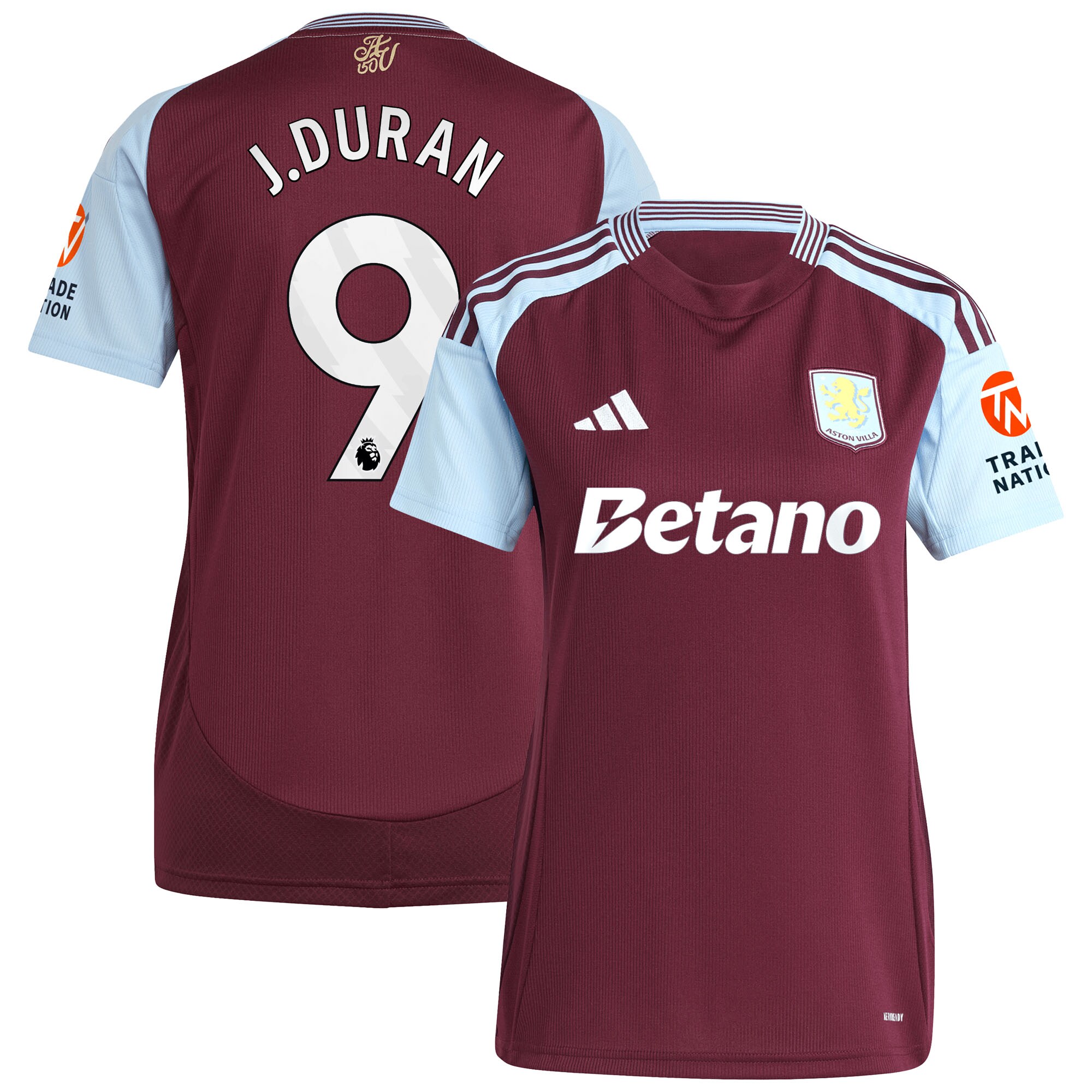 aston villa adidas home shirt 2024-25 – womens with j.duran 9 printing Collection | Official Aston Villa FC Gear Online