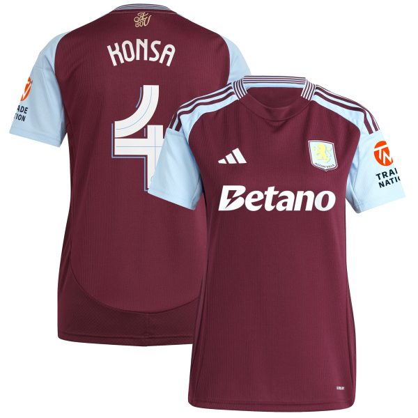 aston villa adidas home shirt 2024-25 – womens with konsa 4 cup printing Collection | Official Aston Villa FC Gear Online