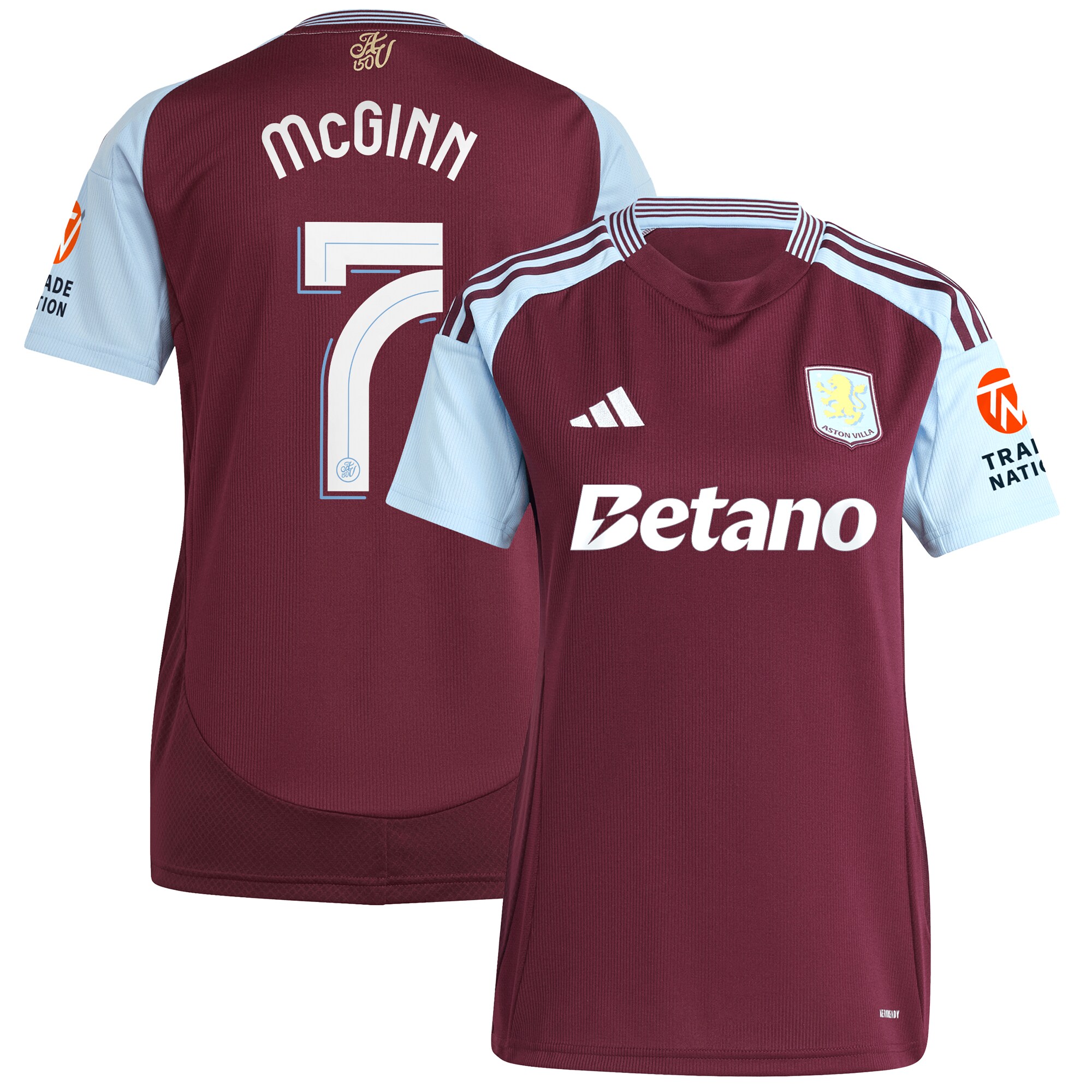 aston villa adidas home shirt 2024-25 – womens with mcginn 7 cup printing Collection | Official Aston Villa FC Gear Online