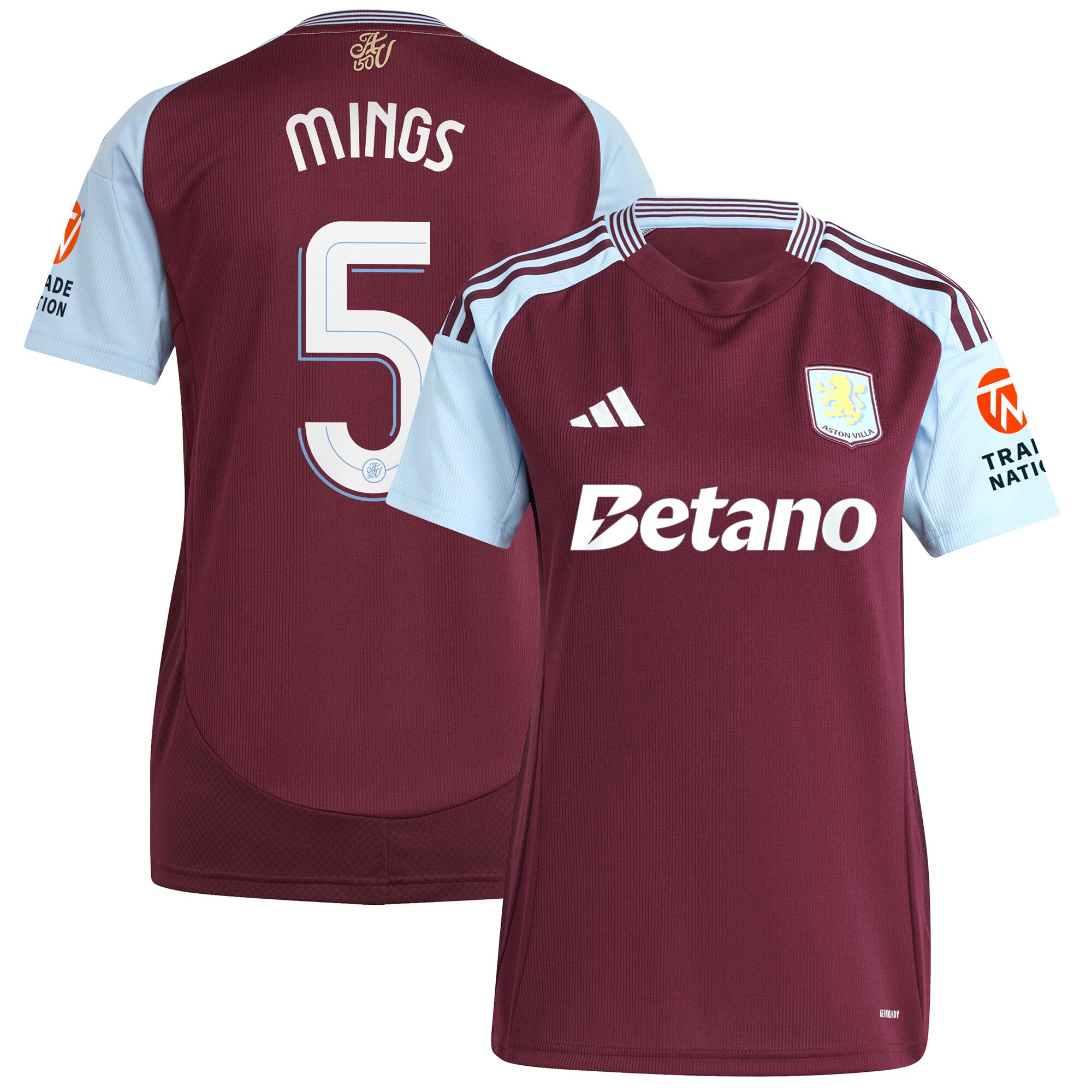 aston villa adidas home shirt 2024-25 – womens with mings 5 cup printing Collection | Official Aston Villa FC Gear Online