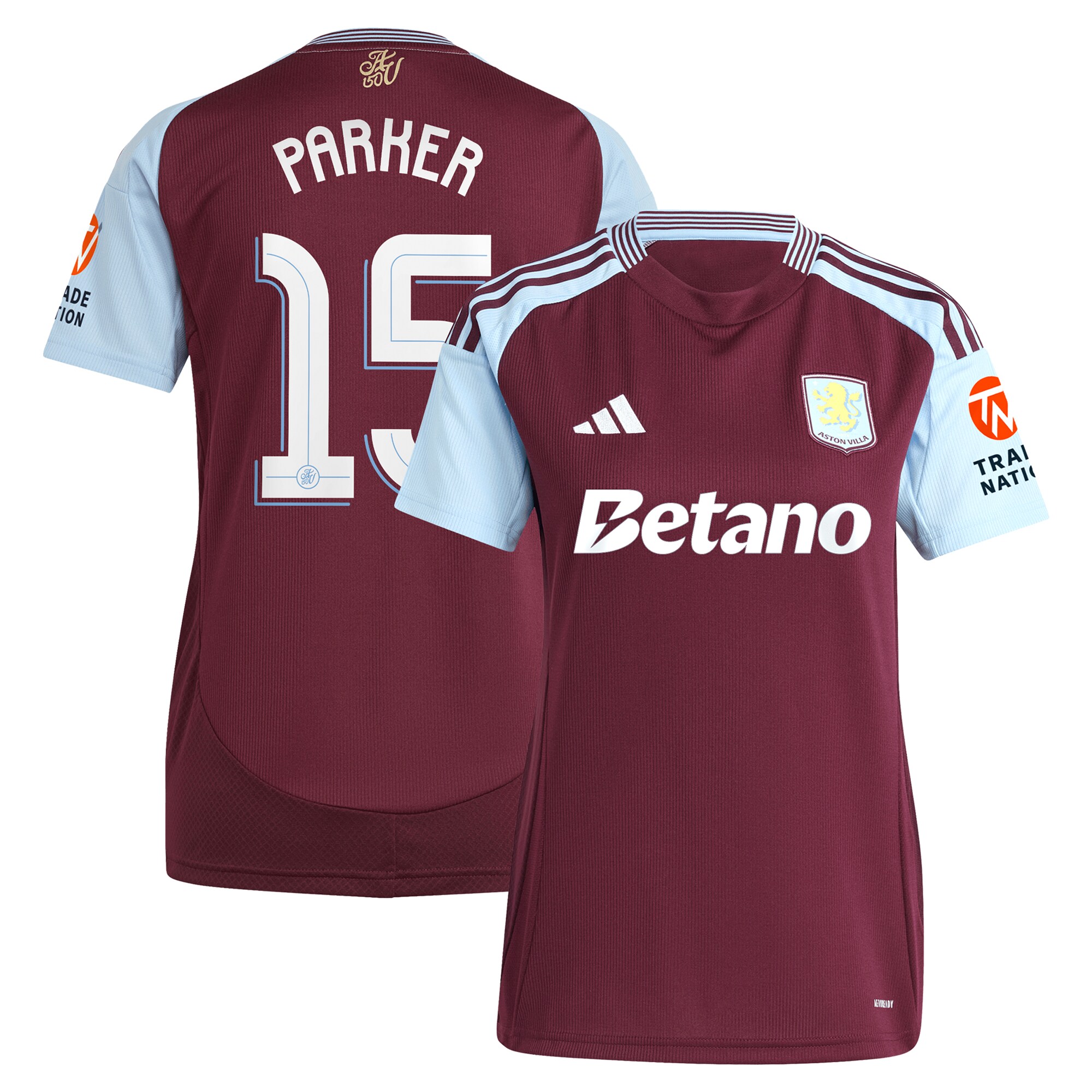 aston villa adidas home shirt 2024-25 – womens with parker 15 cup printing Collection | Official Aston Villa FC Gear Online