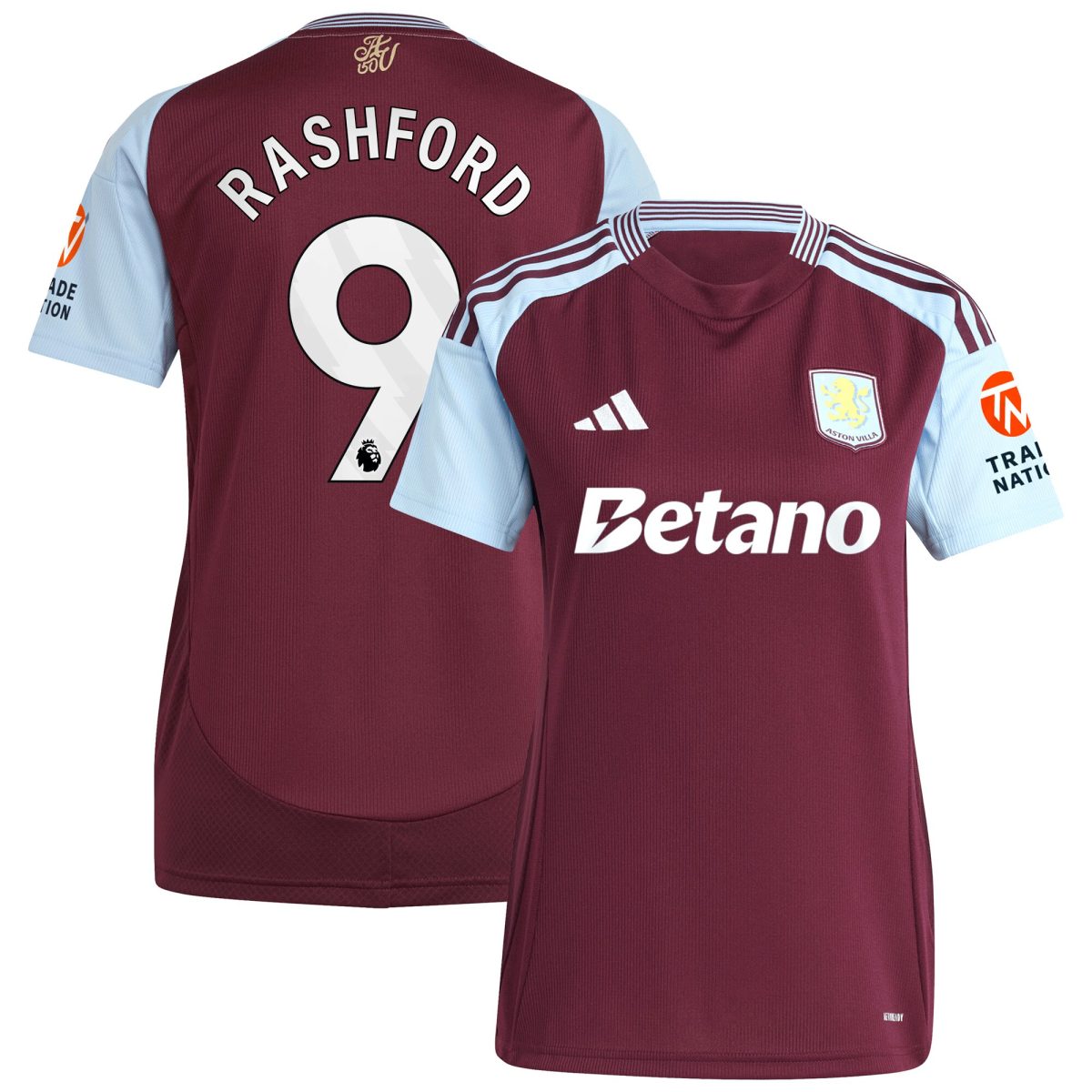 aston villa adidas home shirt 2024-25 – womens with rashford 9 printing Collection | Official Aston Villa FC Gear Online