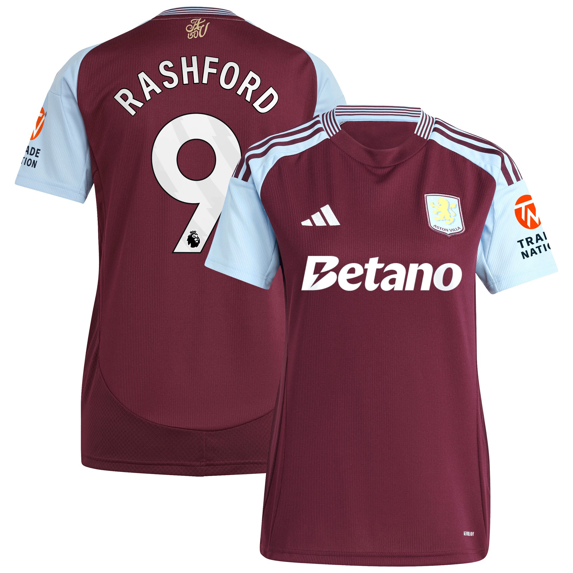 aston villa adidas home shirt 2024-25 – womens with rashford 9 printing Collection | Official Aston Villa FC Gear Online