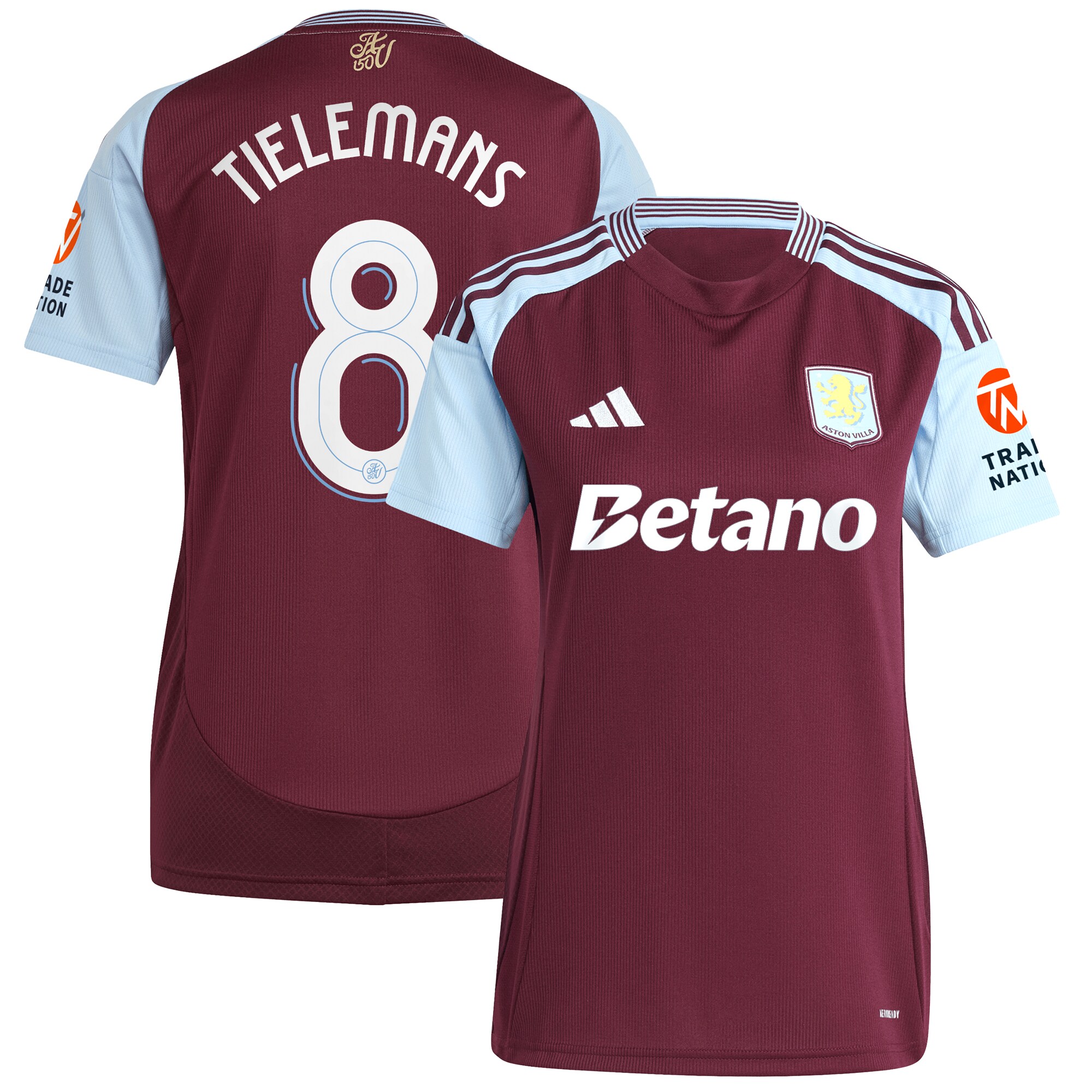 aston villa adidas home shirt 2024-25 – womens with tielemans 8 cup printing Collection | Official Aston Villa FC Gear Online