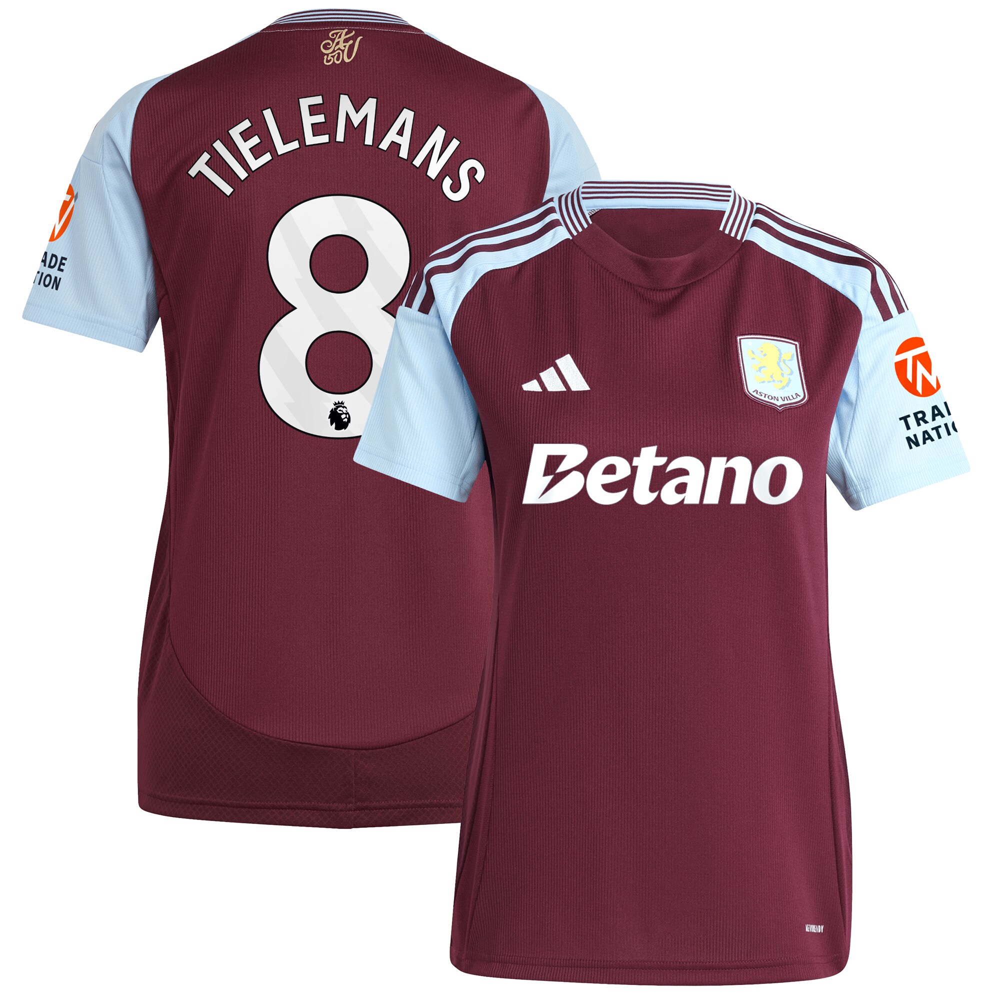 aston villa adidas home shirt 2024-25 – womens with tielemans 8 printing Collection | Official Aston Villa FC Gear Online