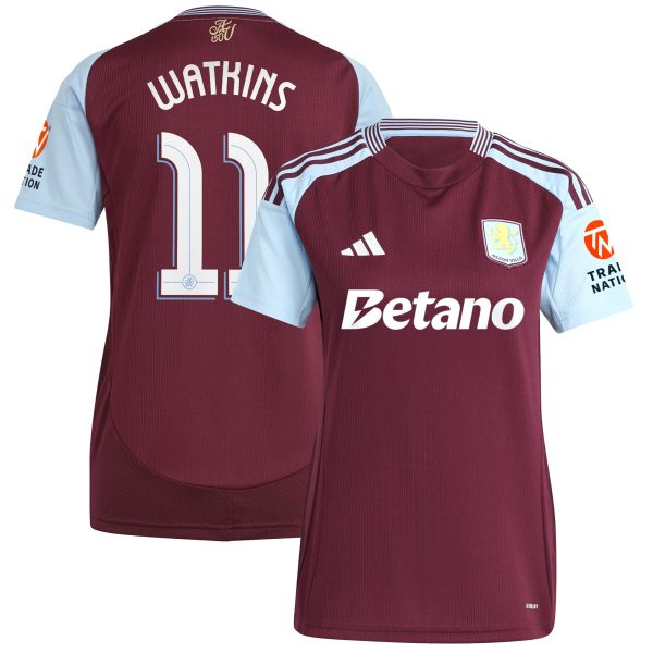 aston villa adidas home shirt 2024-25 – womens with watkins 11 cup printing Collection | Official Aston Villa FC Gear Online