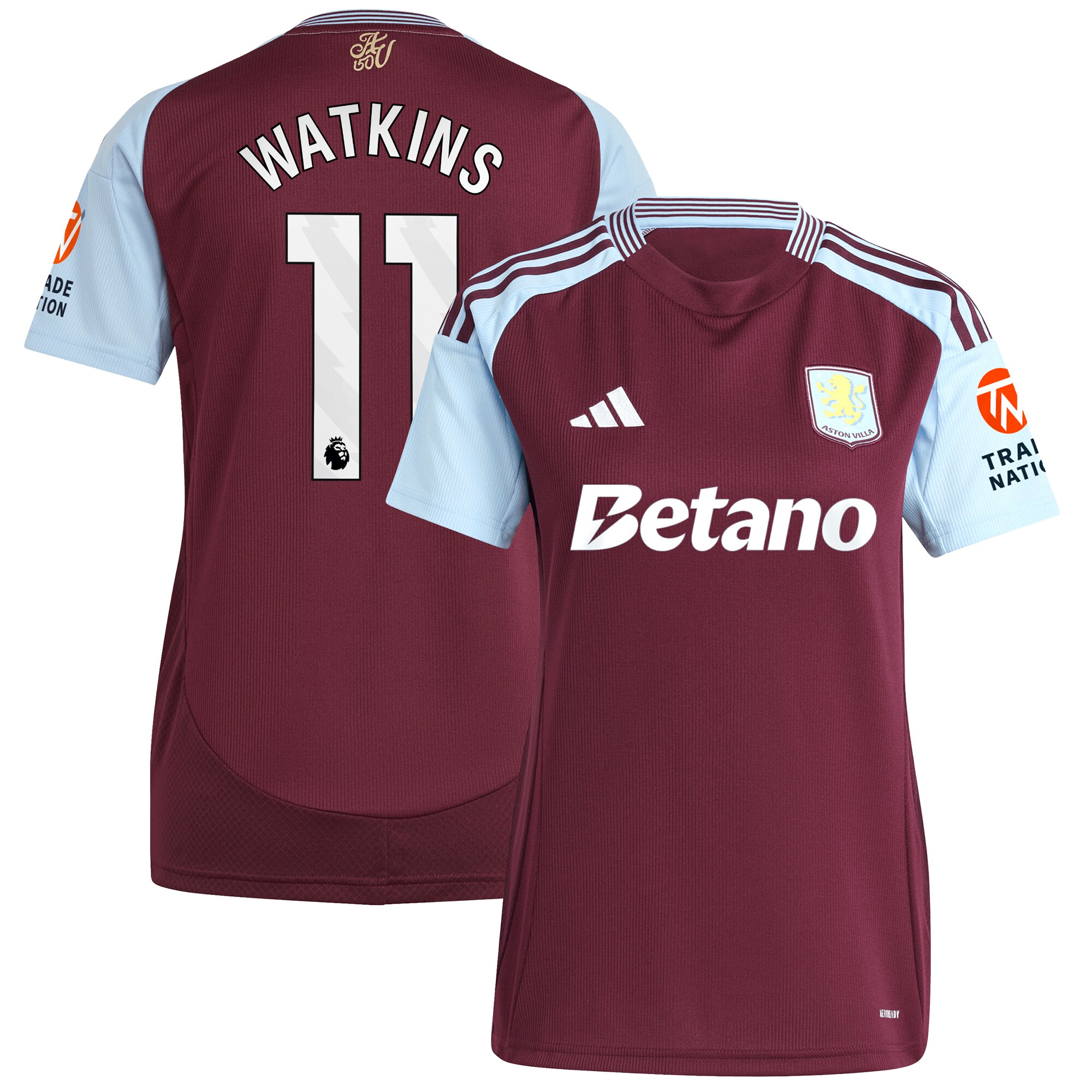 aston villa adidas home shirt 2024-25 – womens with watkins 11 printing Collection | Official Aston Villa FC Gear Online