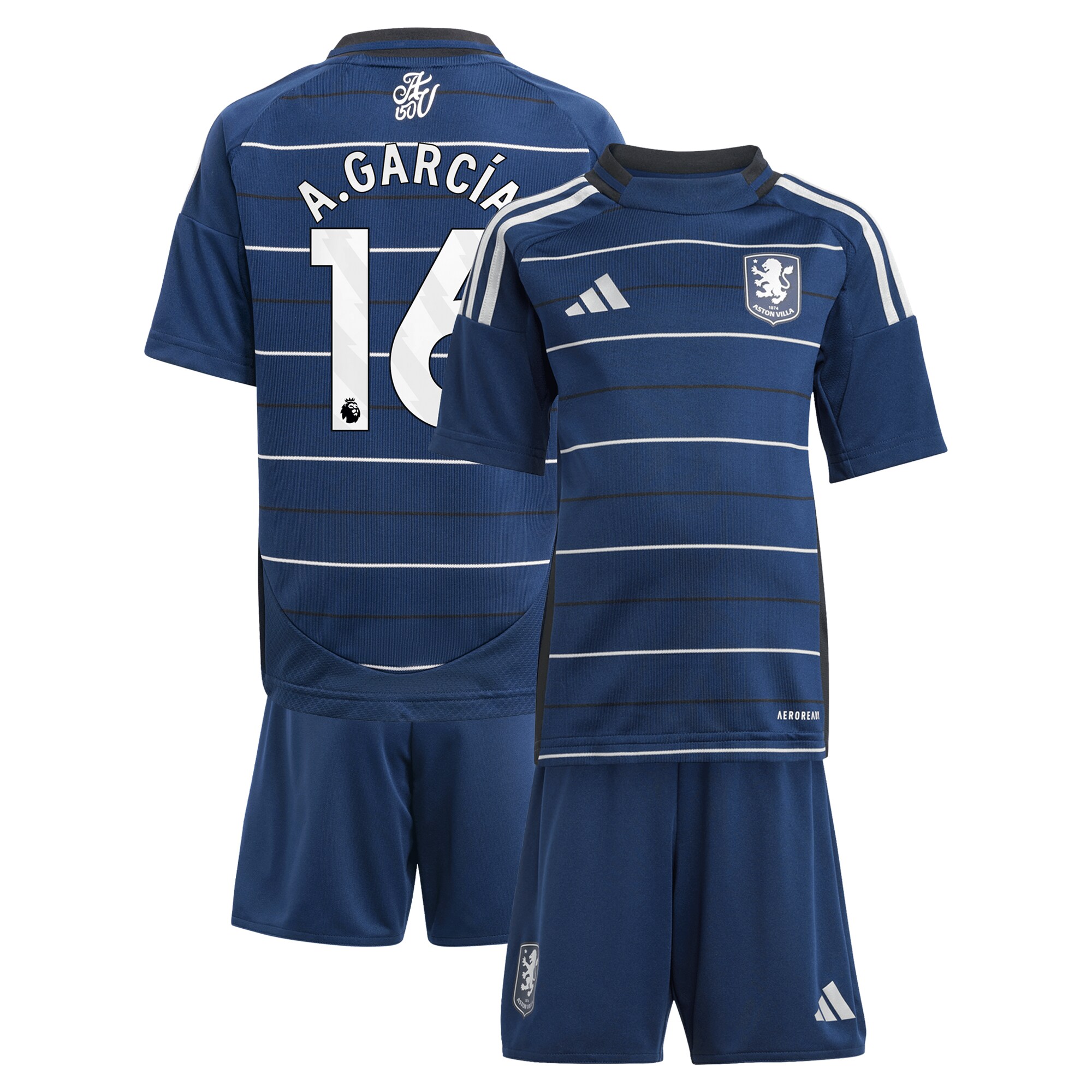 aston villa adidas third minikit 2024-25 with a.garcía 16 printing Collection | Official Aston Villa FC Gear Online