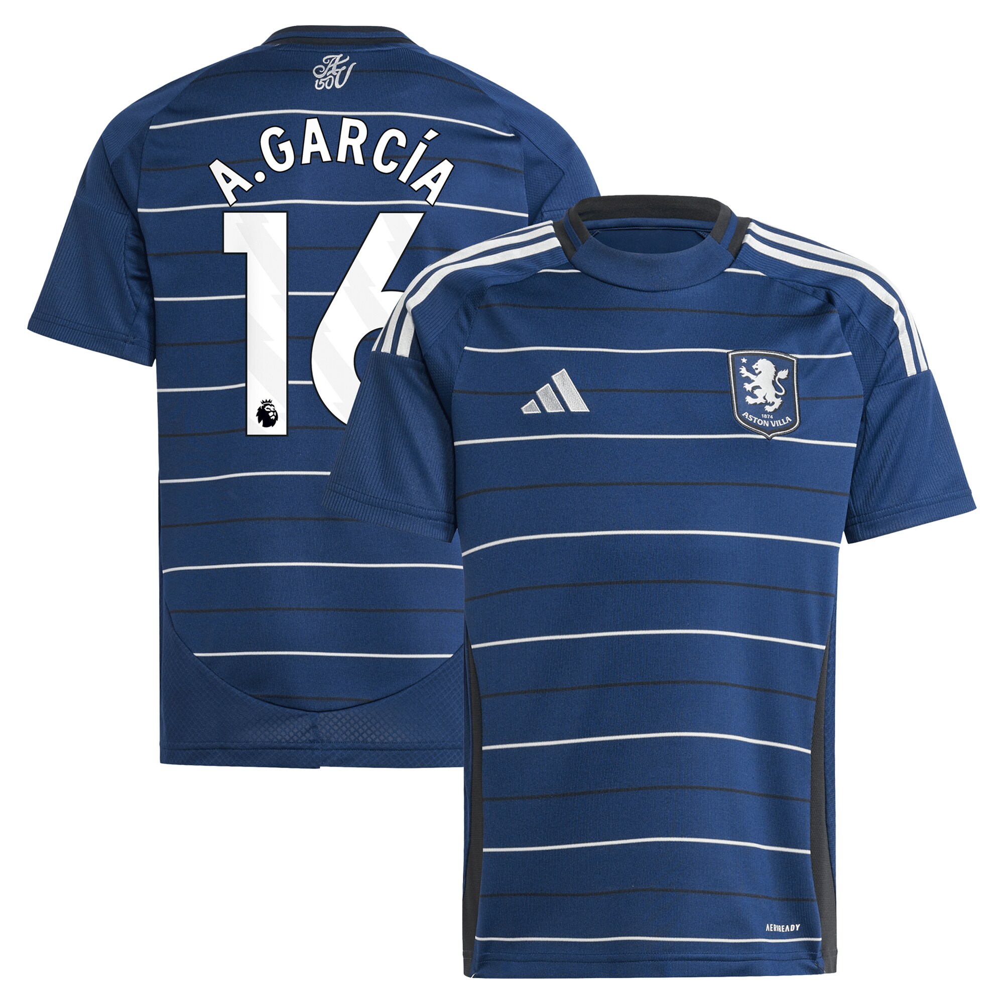 aston villa adidas third shirt 2024-25 – kids with a.garcía 16 printing Collection | Official Aston Villa FC Gear Online