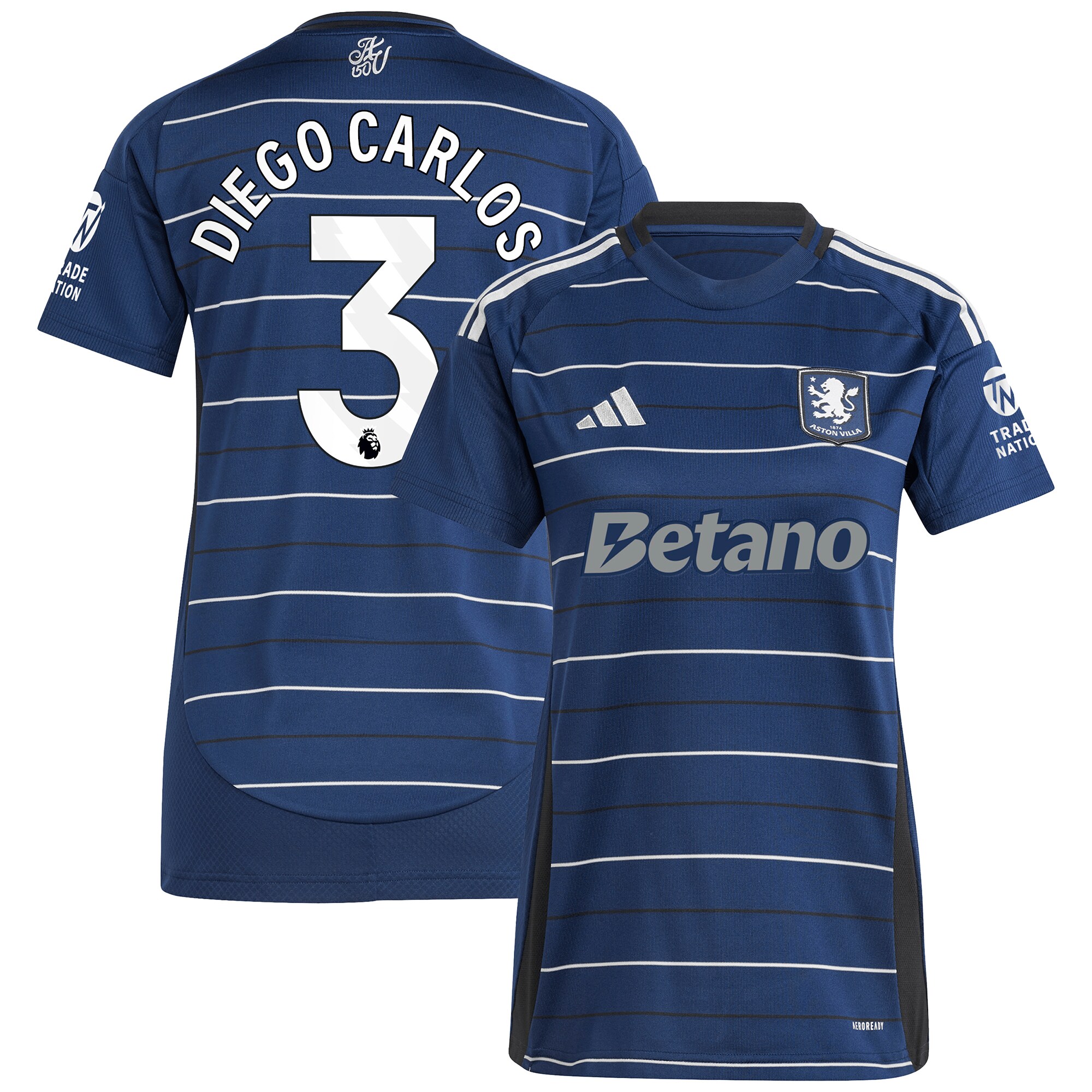 aston villa adidas third shirt 2024-25 – womens with diego carlos 3 printing Collection | Official Aston Villa FC Gear Online
