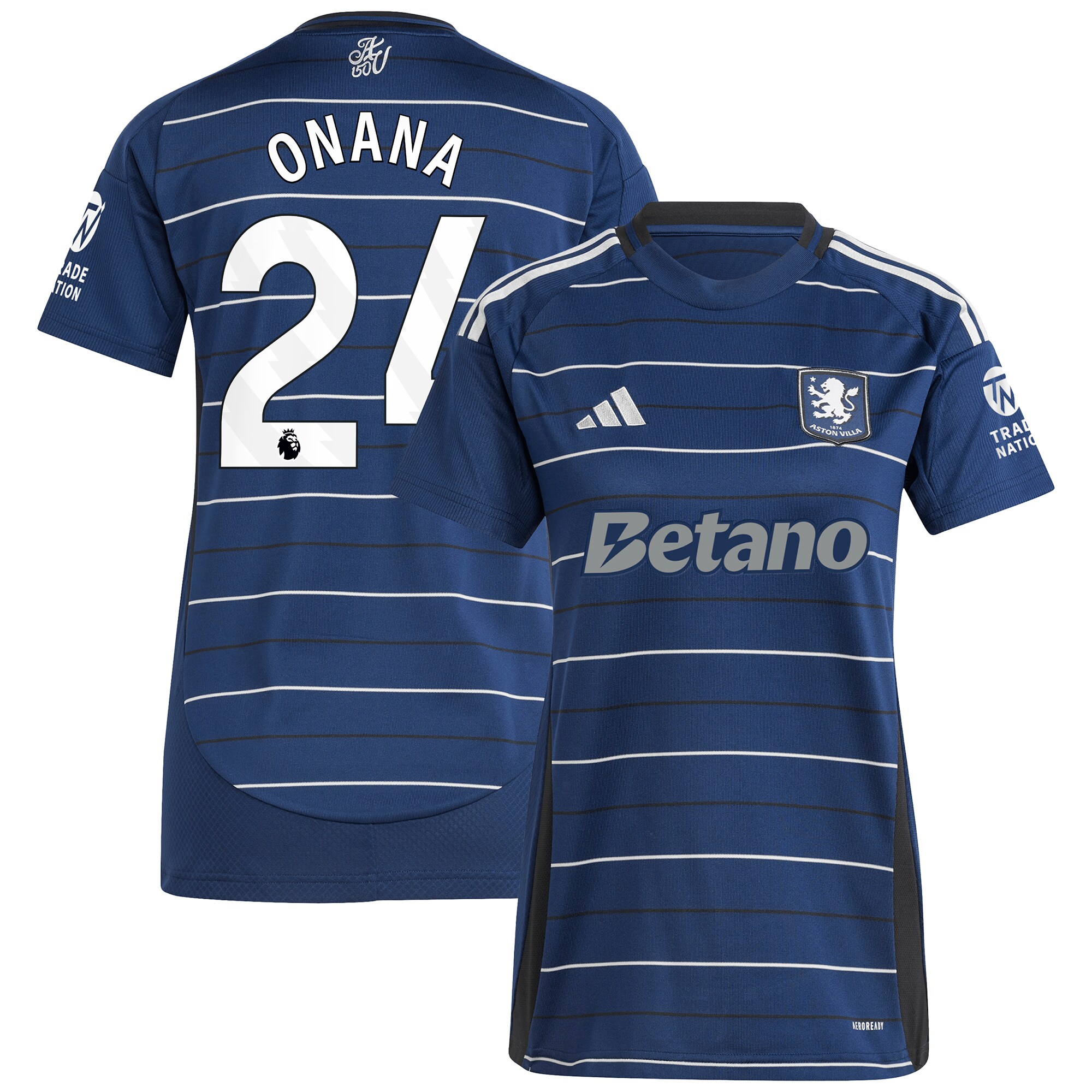 aston villa adidas third shirt 2024-25 – womens with onana 24 printing Collection | Official Aston Villa FC Gear Online