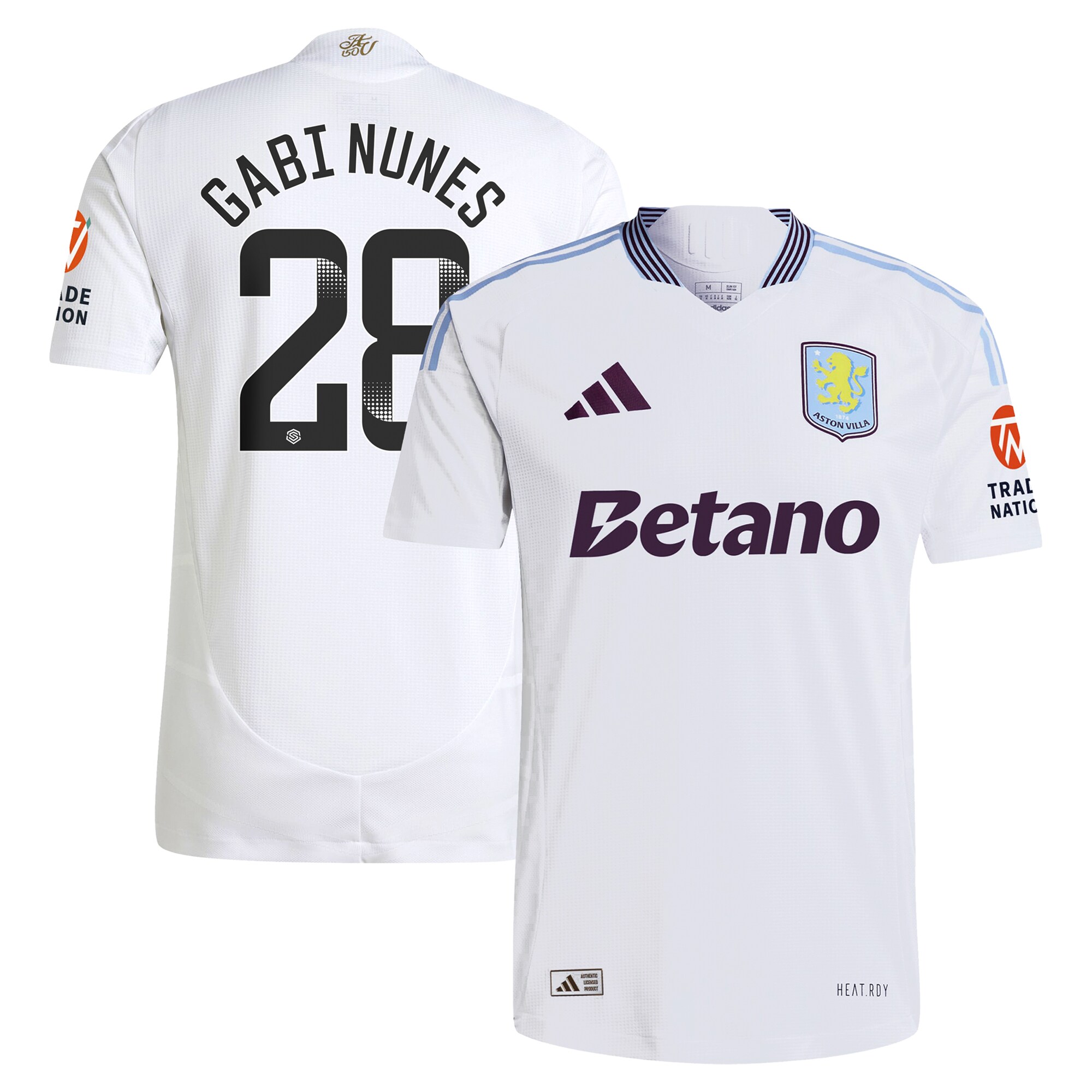 aston villa adidas wsl away authentic shirt 2024-25 with gabi nunes 28 printing Collection | Official Aston Villa FC Gear Online