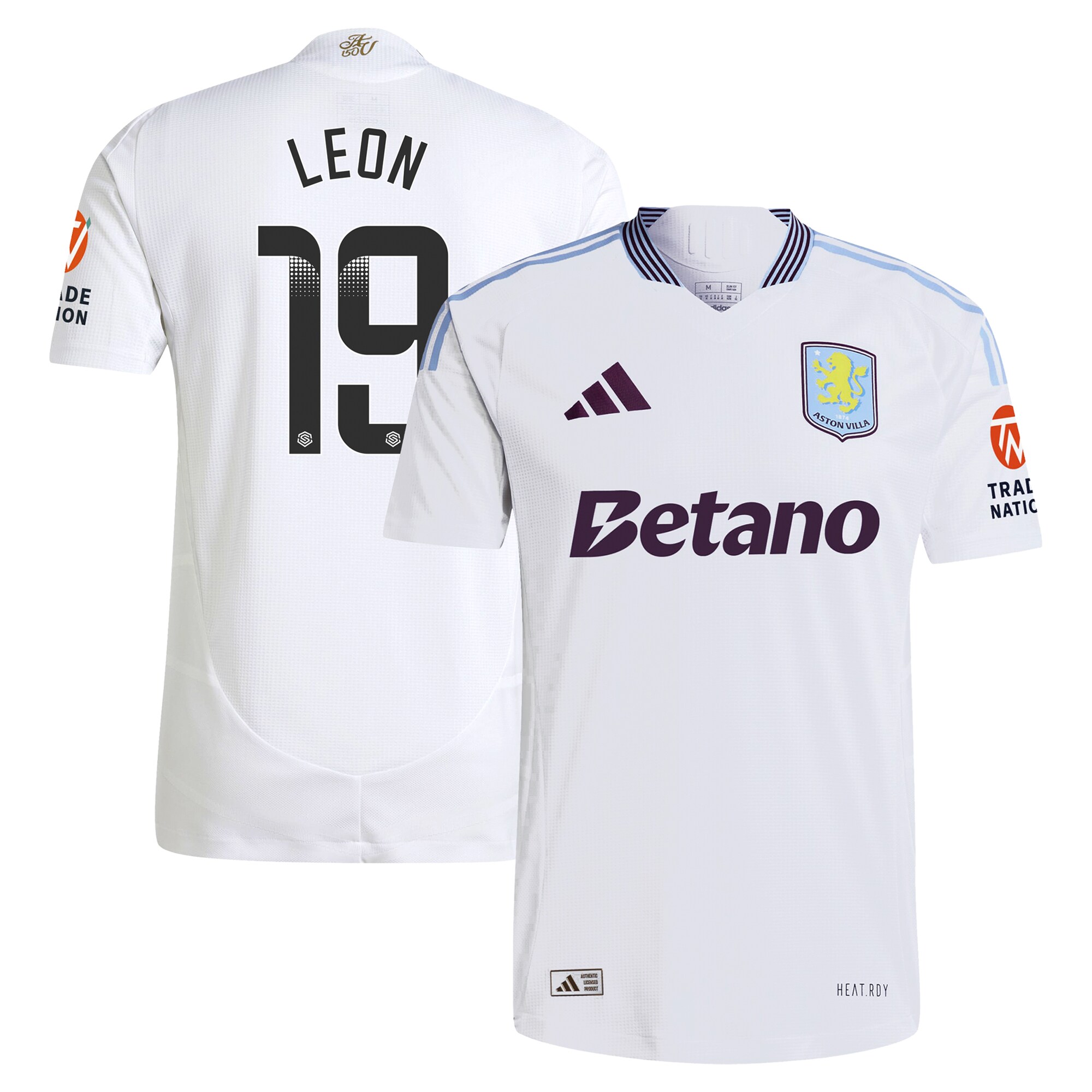 aston villa adidas wsl away authentic shirt 2024-25 with leon 19 printing Collection | Official Aston Villa FC Gear Online