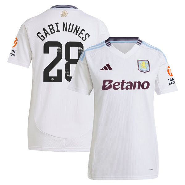 aston villa adidas wsl away shirt 2024-25 – womens with gabi nunes 28 printing Collection | Official Aston Villa FC Gear Online