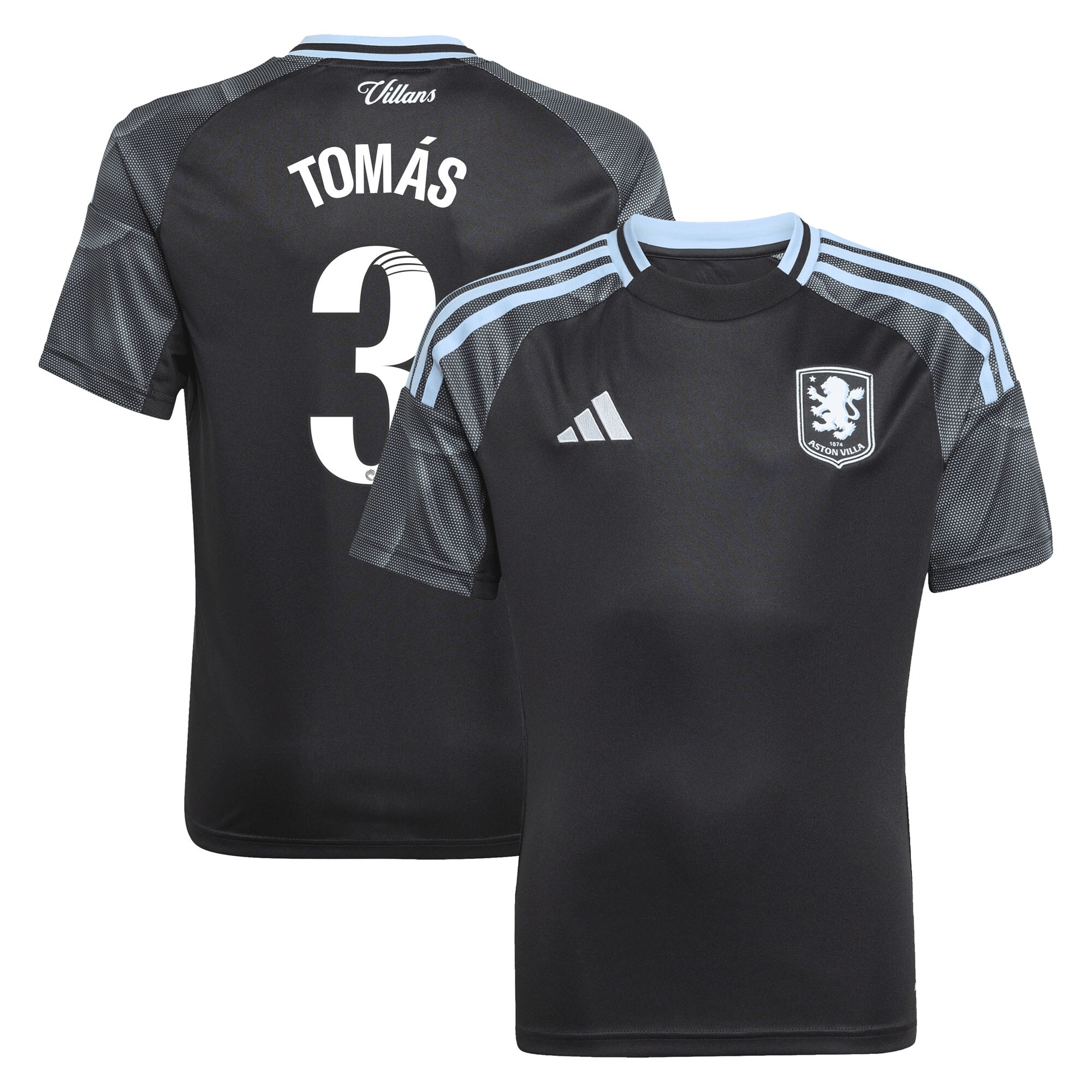 aston villa adidas wsl away shirt 2025-26 – kids with tomás 3 printing Collection | Official Aston Villa FC Gear Online