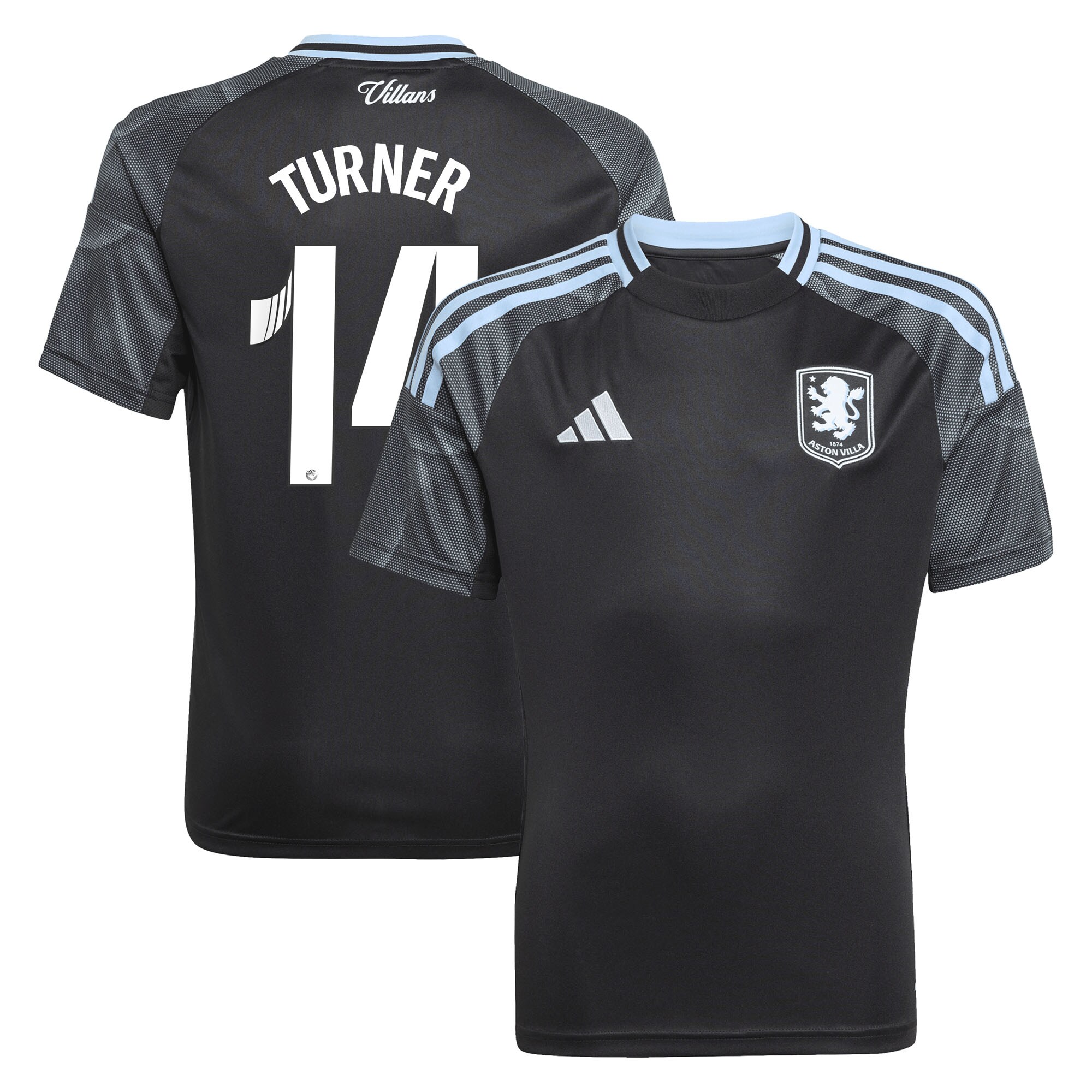 aston villa adidas wsl away shirt 2025-26 – kids with turner 14 printing Collection | Official Aston Villa FC Gear Online