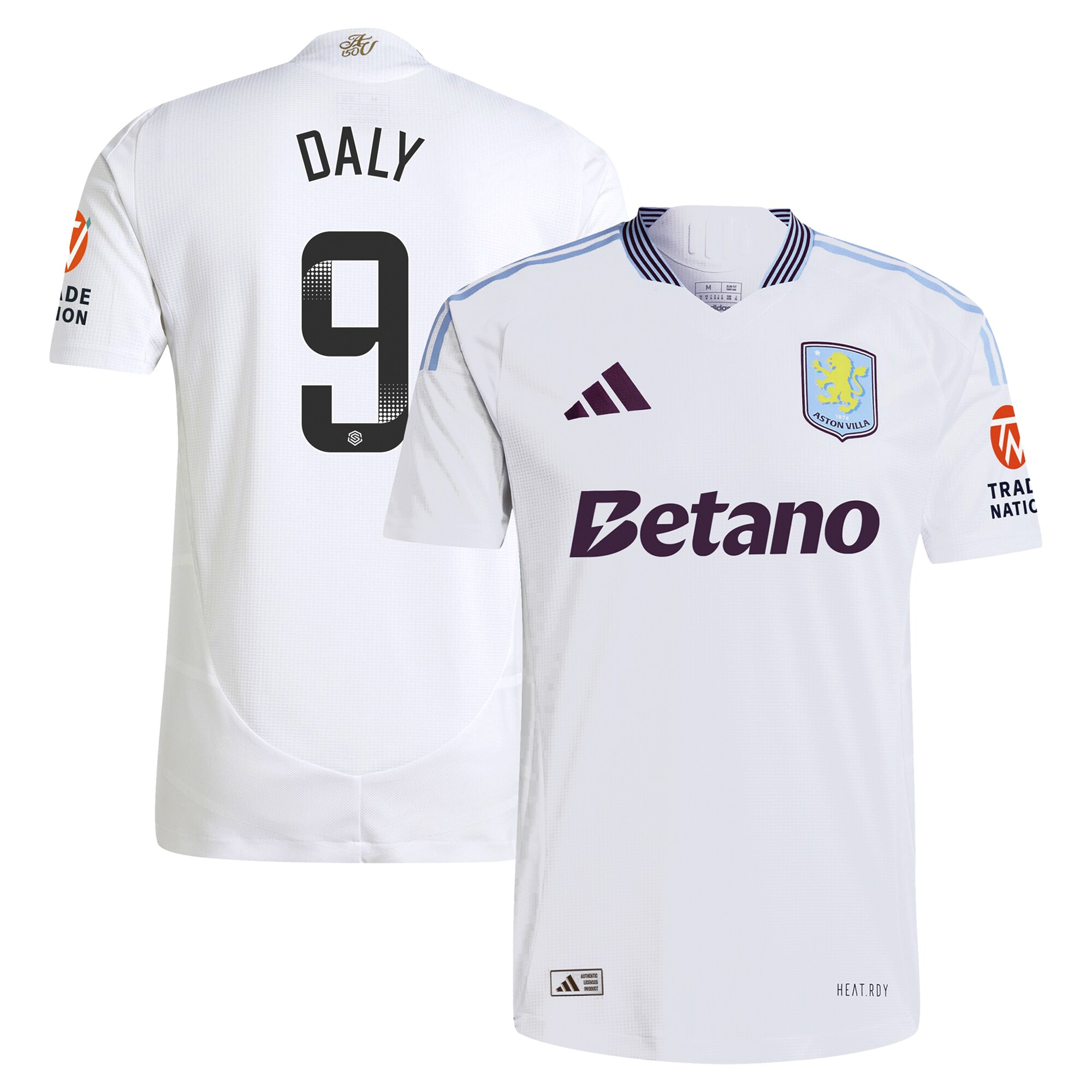 aston villa wsl adidas away authentic shirt 2024-25 with daly 9 printing Collection | Official Aston Villa FC Gear Online