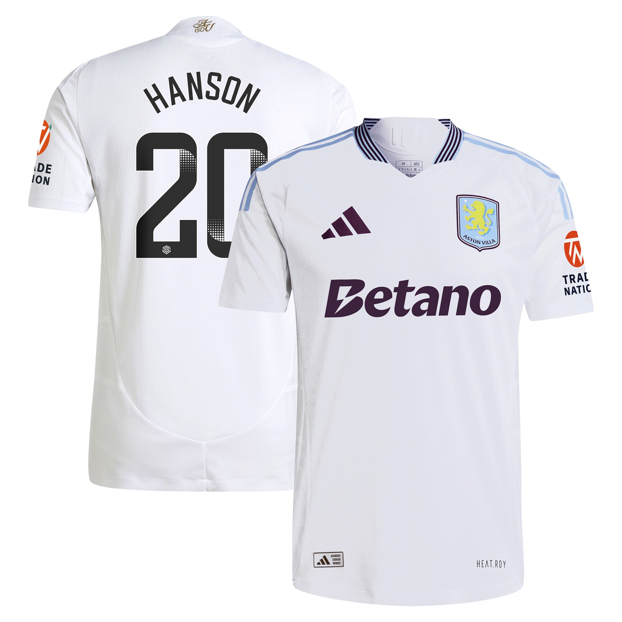 aston villa wsl adidas away authentic shirt 2024-25 with hanson 20 printing Collection | Official Aston Villa FC Gear Online
