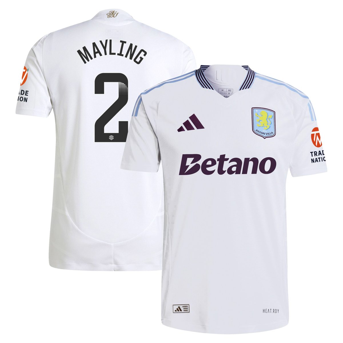 aston villa wsl adidas away authentic shirt 2024-25 with mayling 2 printing Collection | Official Aston Villa FC Gear Online