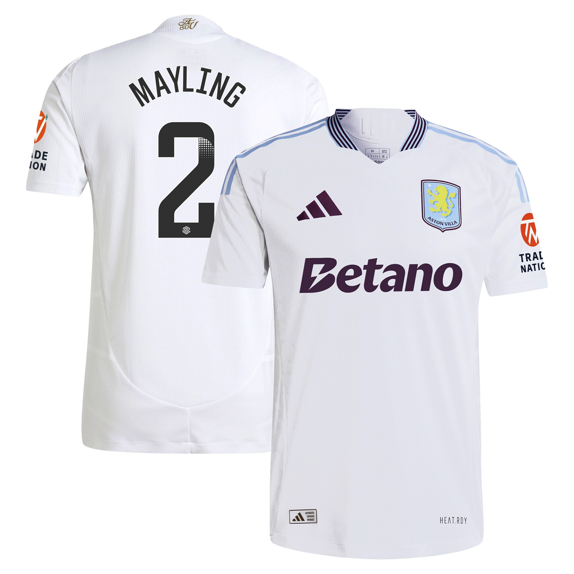 aston villa wsl adidas away authentic shirt 2024-25 with mayling 2 printing Collection | Official Aston Villa FC Gear Online
