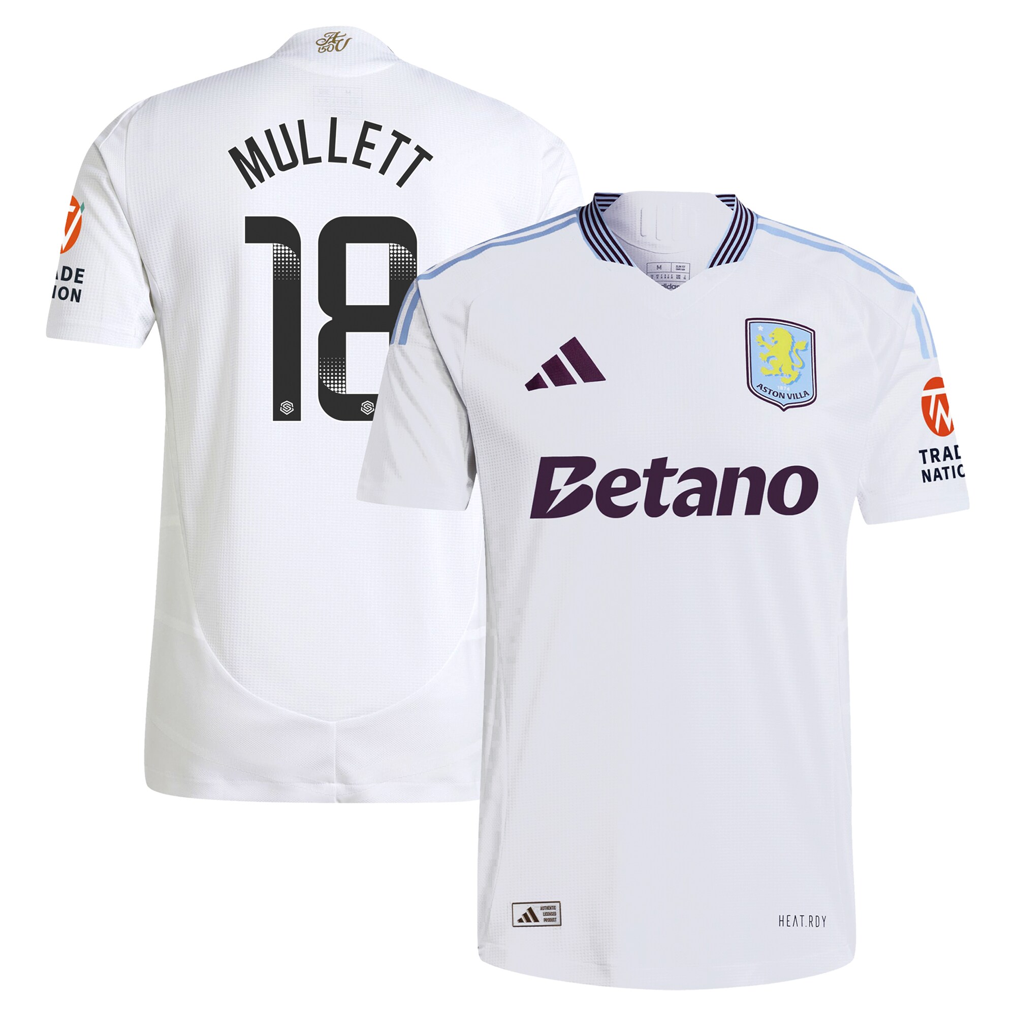 aston villa wsl adidas away authentic shirt 2024-25 with mullett 18 printing Collection | Official Aston Villa FC Gear Online