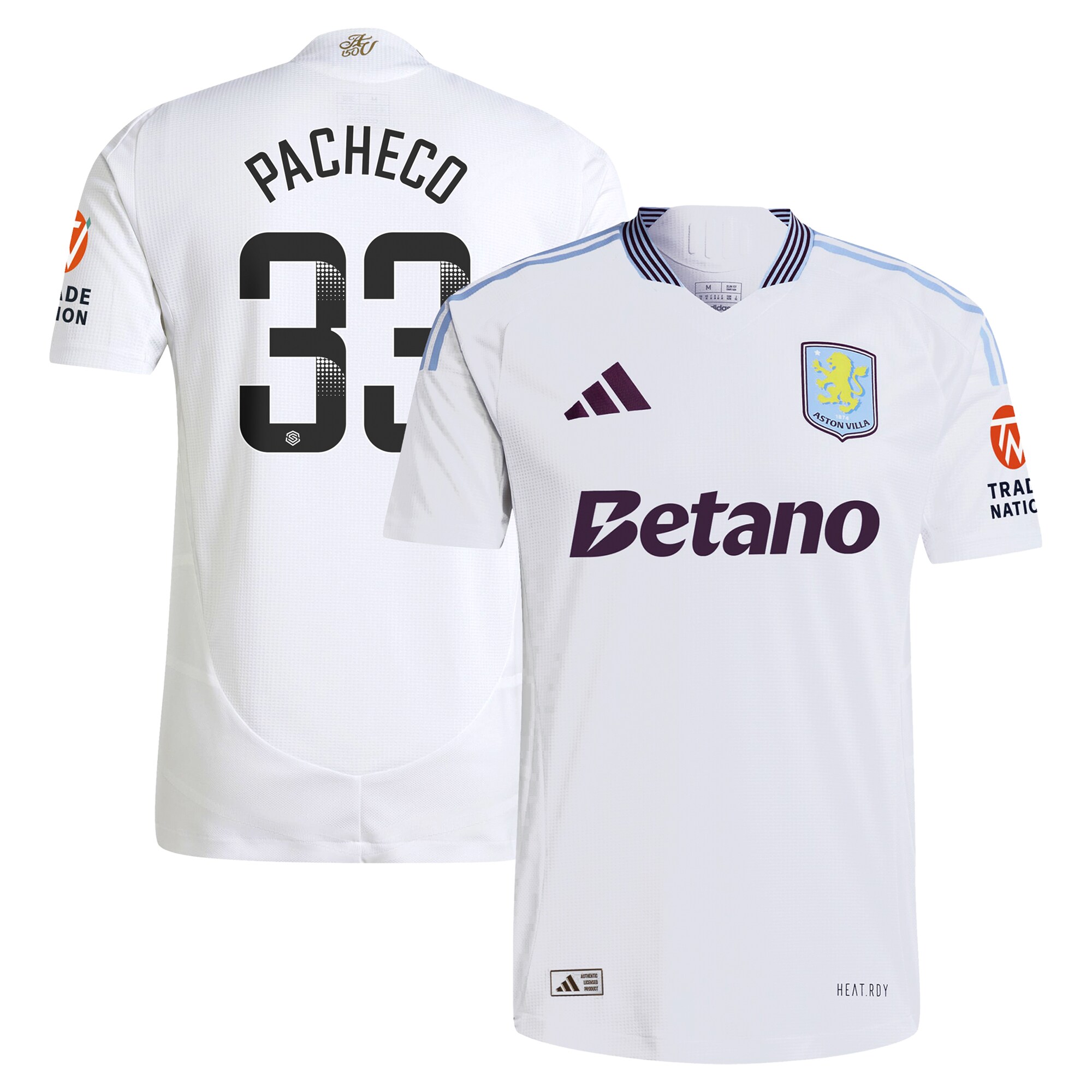 aston villa wsl adidas away authentic shirt 2024-25 with pacheco 33 printing Collection | Official Aston Villa FC Gear Online