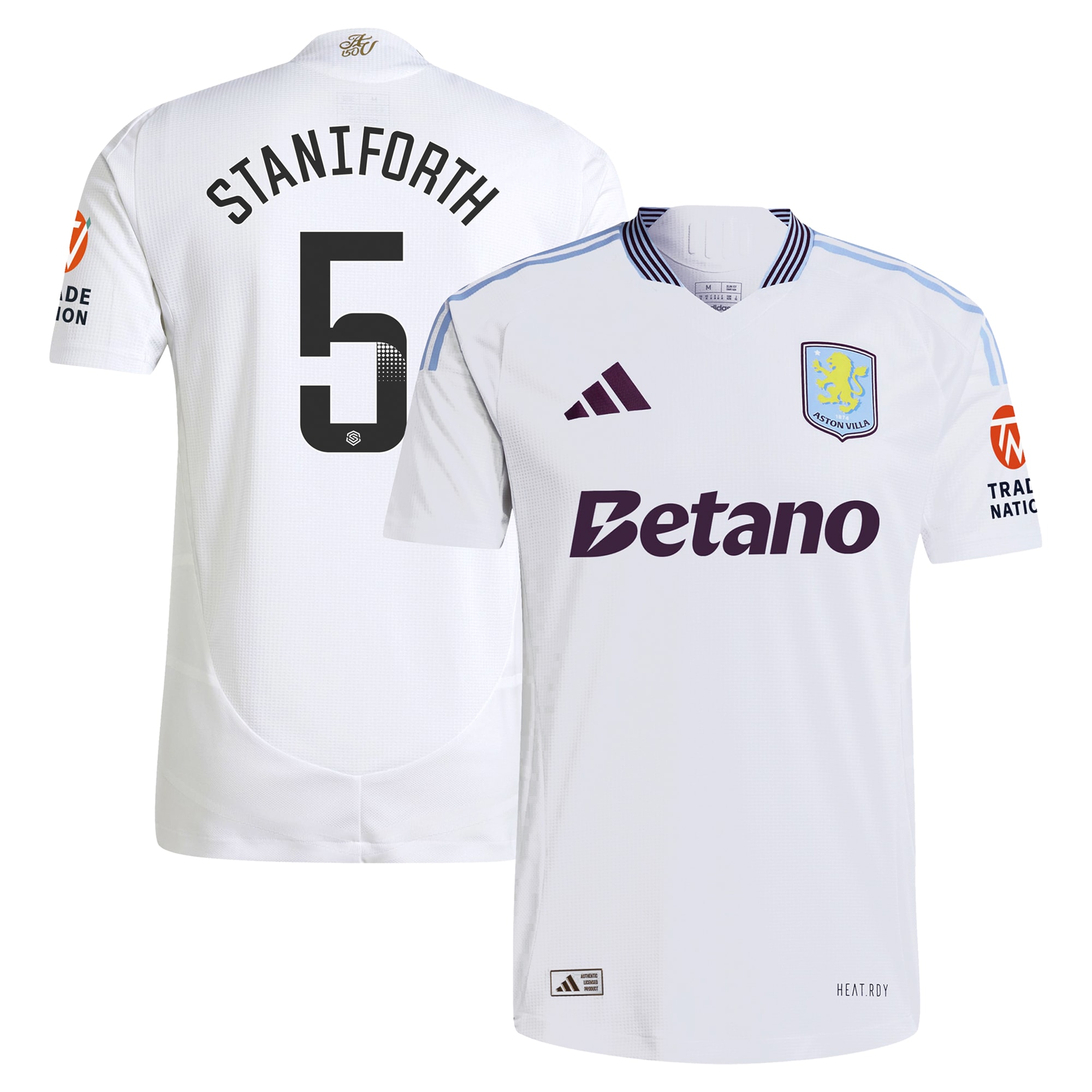 aston villa wsl adidas away authentic shirt 2024-25 with staniforth 5 printing Collection | Official Aston Villa FC Gear Online