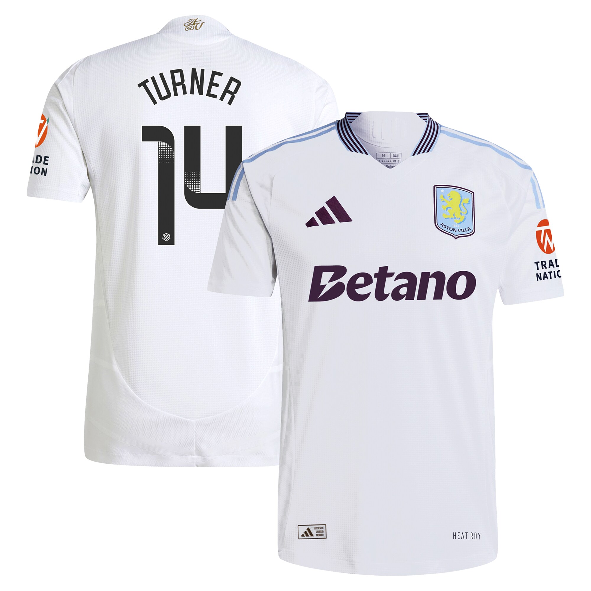 aston villa wsl adidas away authentic shirt 2024-25 with turner 14 printing Collection | Official Aston Villa FC Gear Online